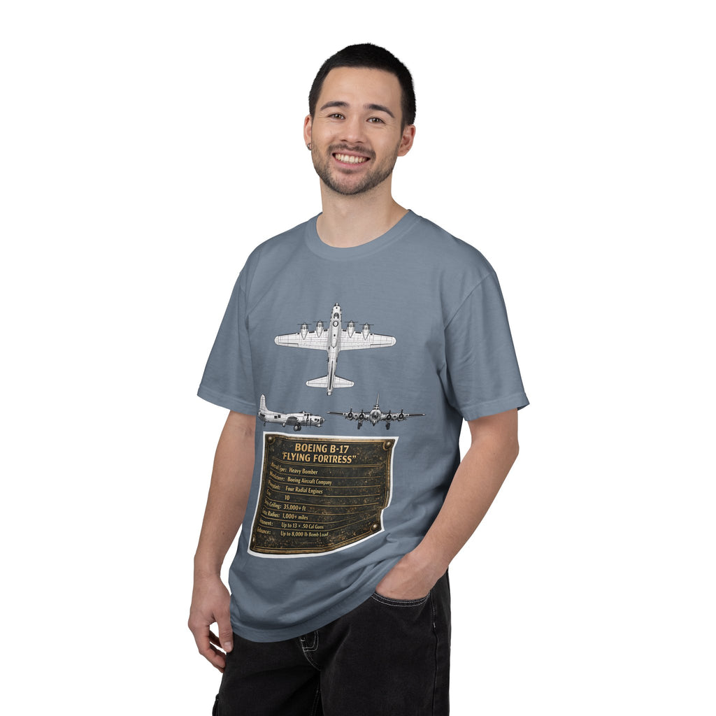 B-17 Bomber schematic Illustration T-shirt | Vintage Aviation Plane Art