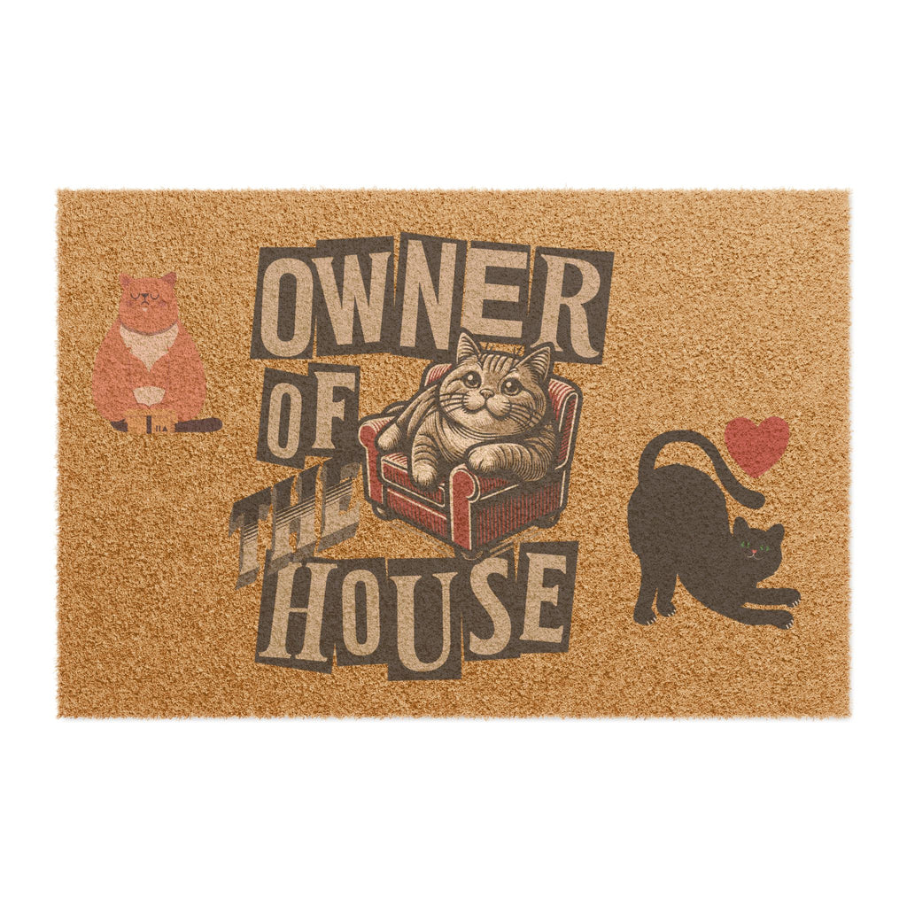 Funny Doormat  "Beware of Owner: The Cat" Welcome Mat