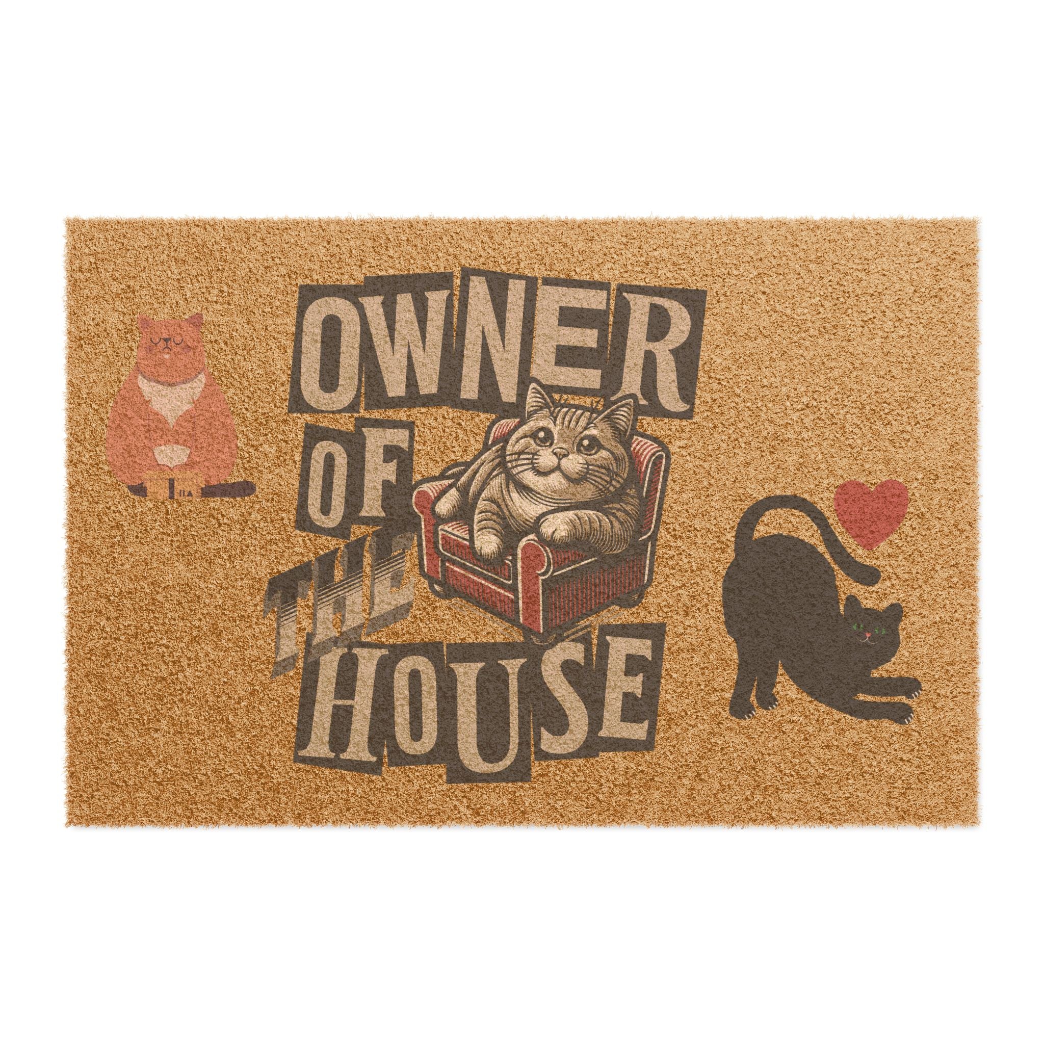 Funny Doormat  "Beware of Owner: The Cat" Welcome Mat