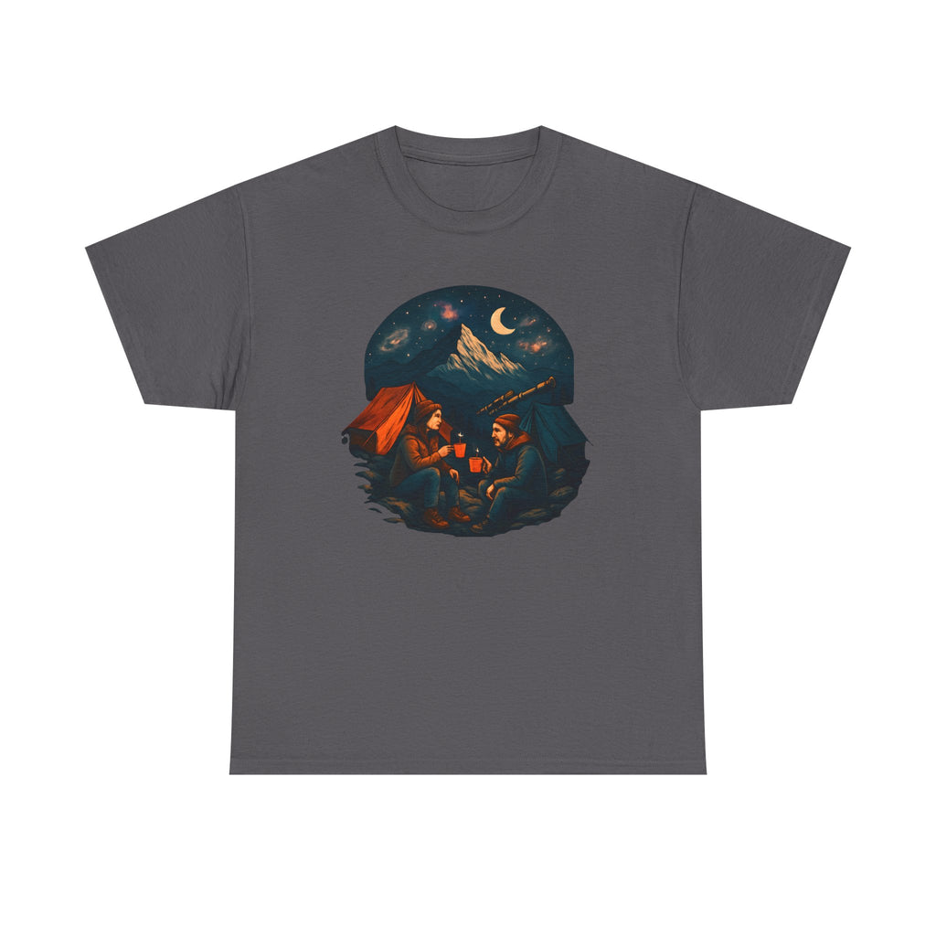 Camping Stars Coffee Telescopes T-Shirt | Camping Night Sky Tee