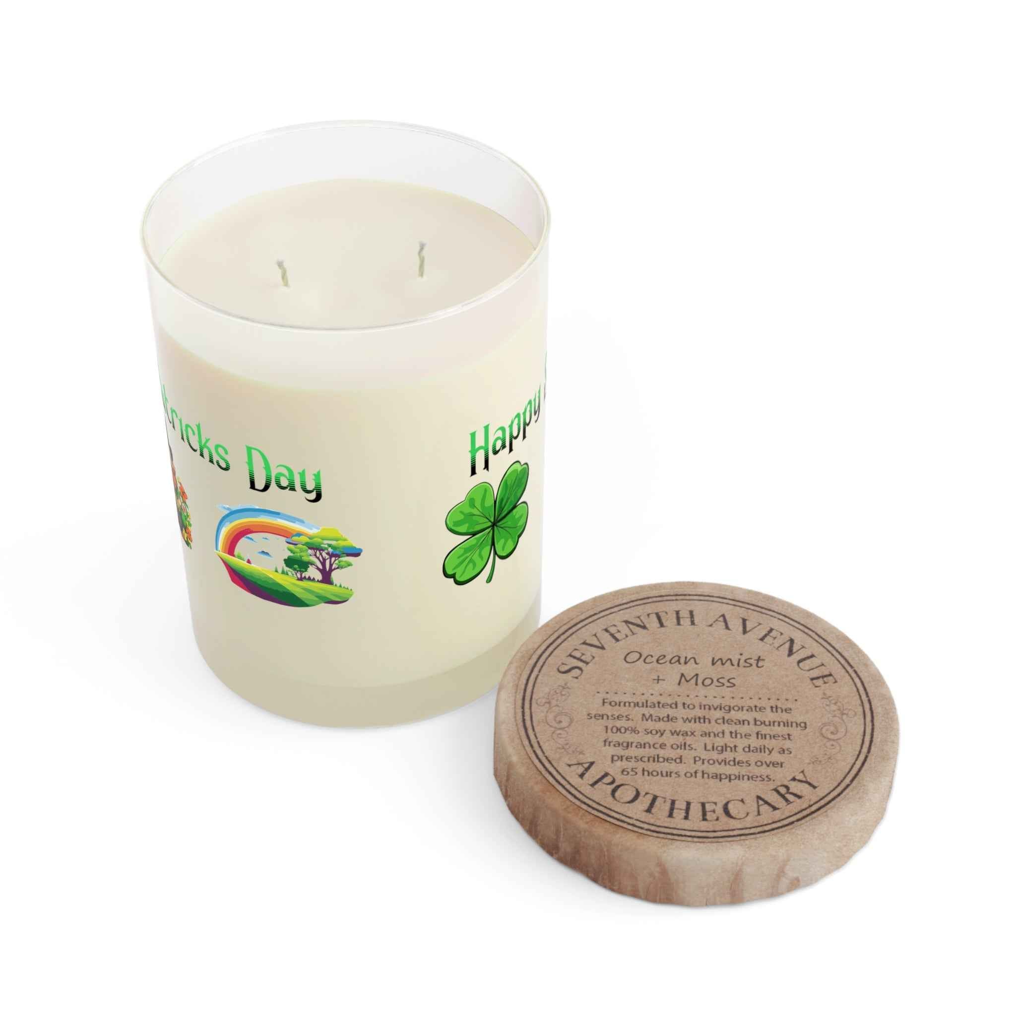St. Patrick's Day Leprechaun Pot of Gold Candle, 11oz Glass | Rainbow & Four-Leaf Clover