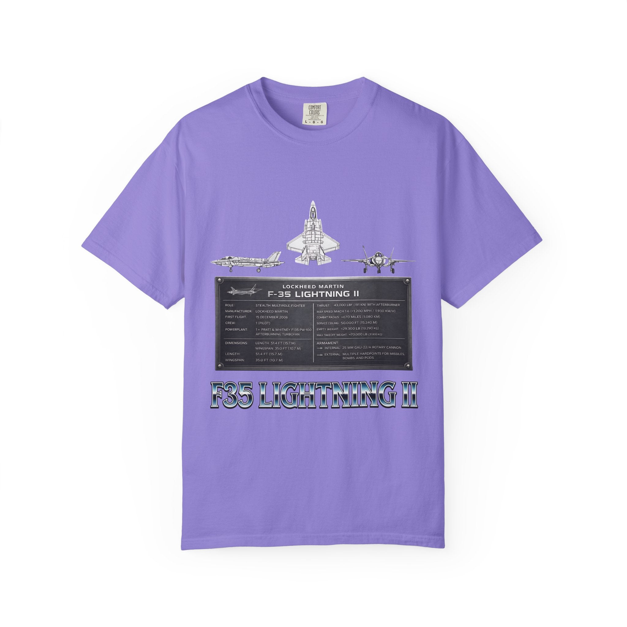 F-35 Lightning II Jet Schematic T-shirt | Military Aircraft Diagram