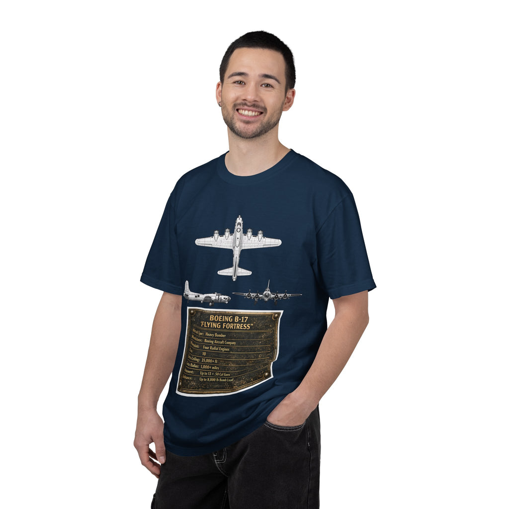 B-17 Bomber schematic Illustration T-shirt | Vintage Aviation Plane Art