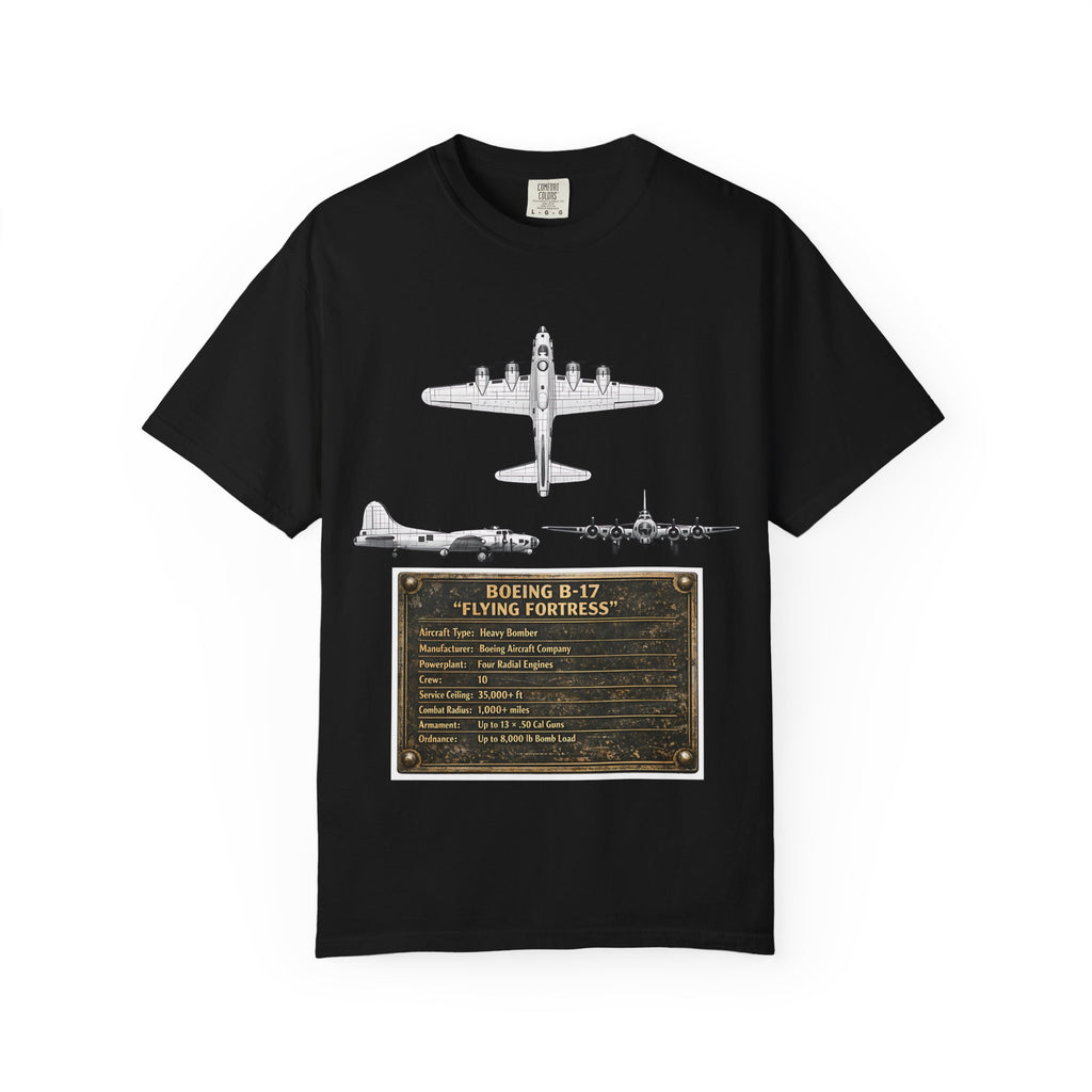 B-17 Bomber schematic Illustration T-shirt | Vintage Aviation Plane Art