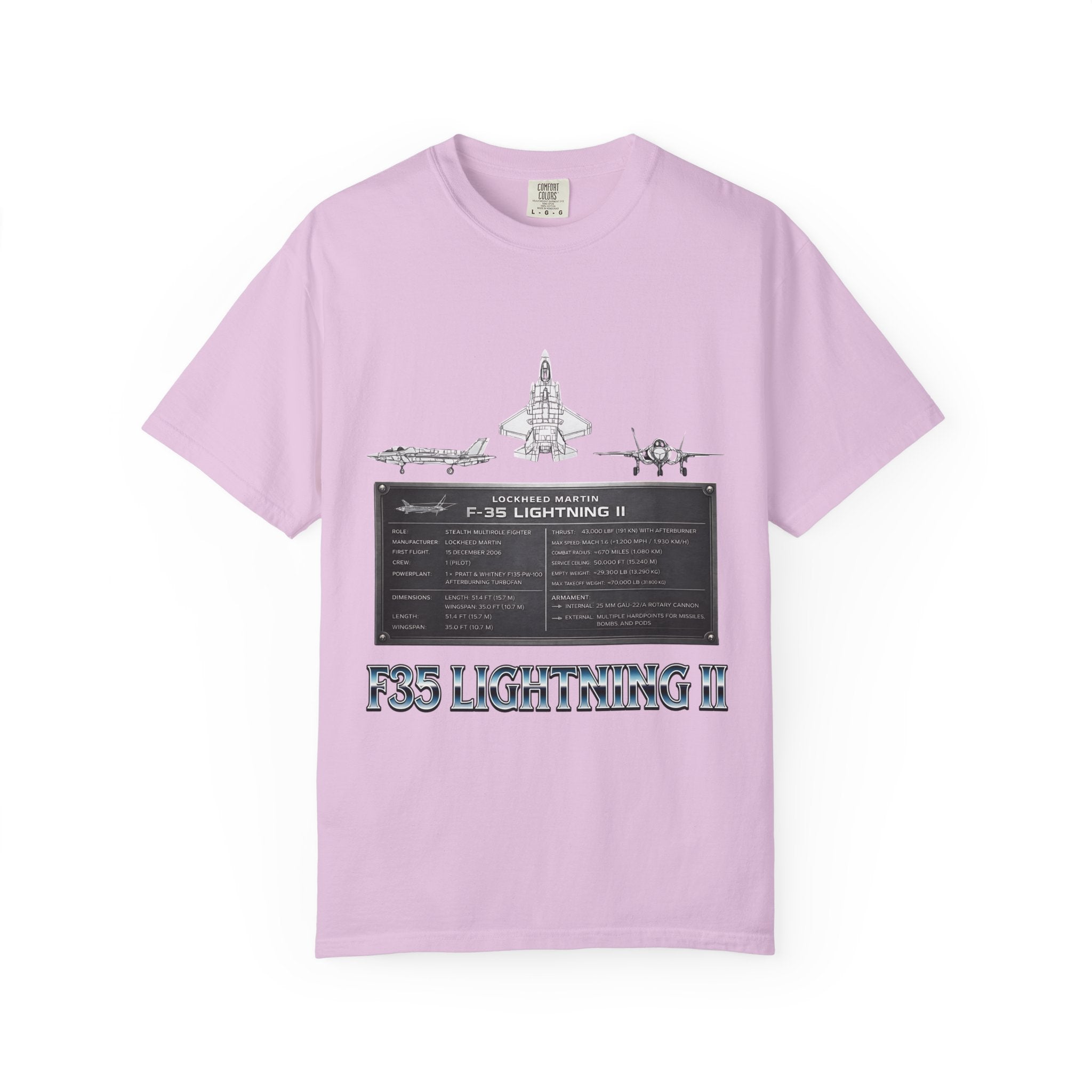 F-35 Lightning II Jet Schematic T-shirt | Military Aircraft Diagram