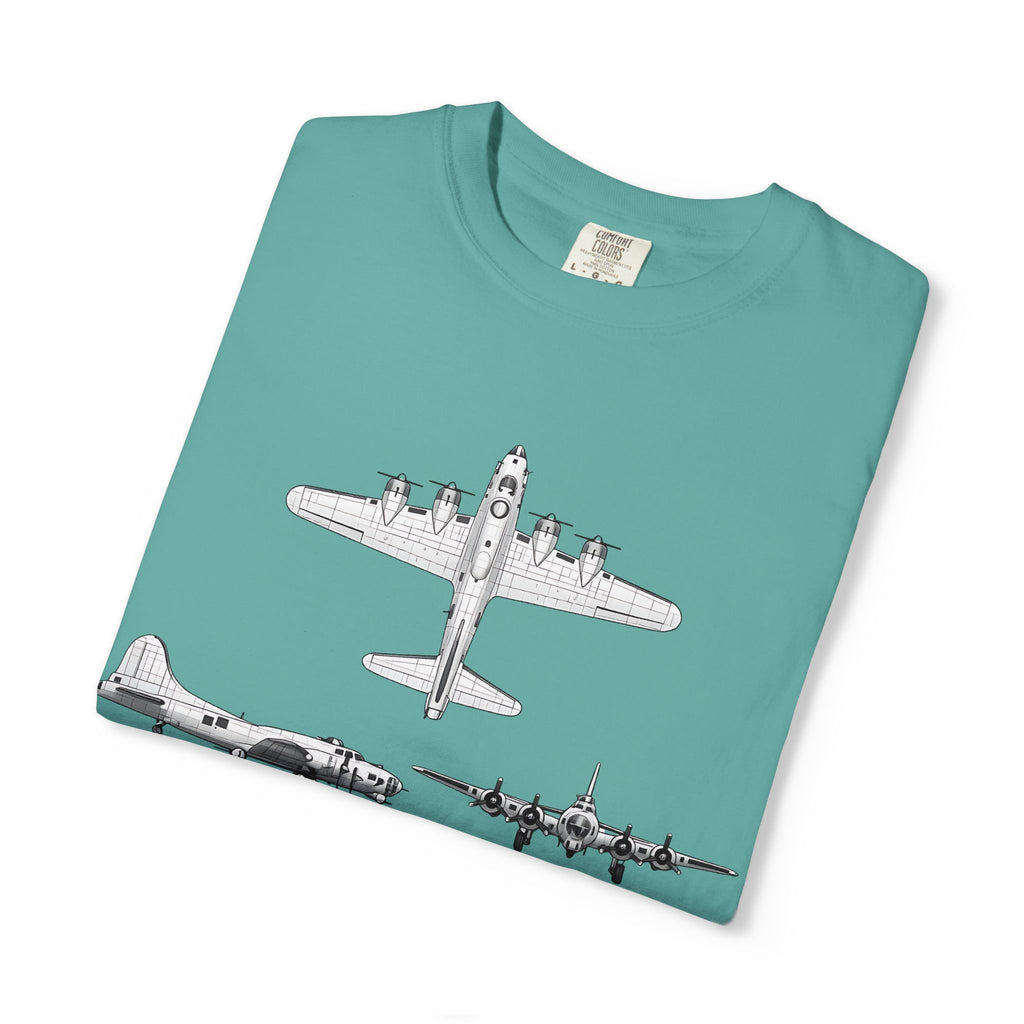 B-17 Bomber schematic Illustration T-shirt | Vintage Aviation Plane Art