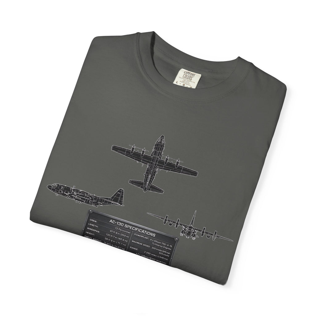 AC-130 Gunship Schematic Blueprint T-shirt | Angel of Death Diagram Military Aircraft