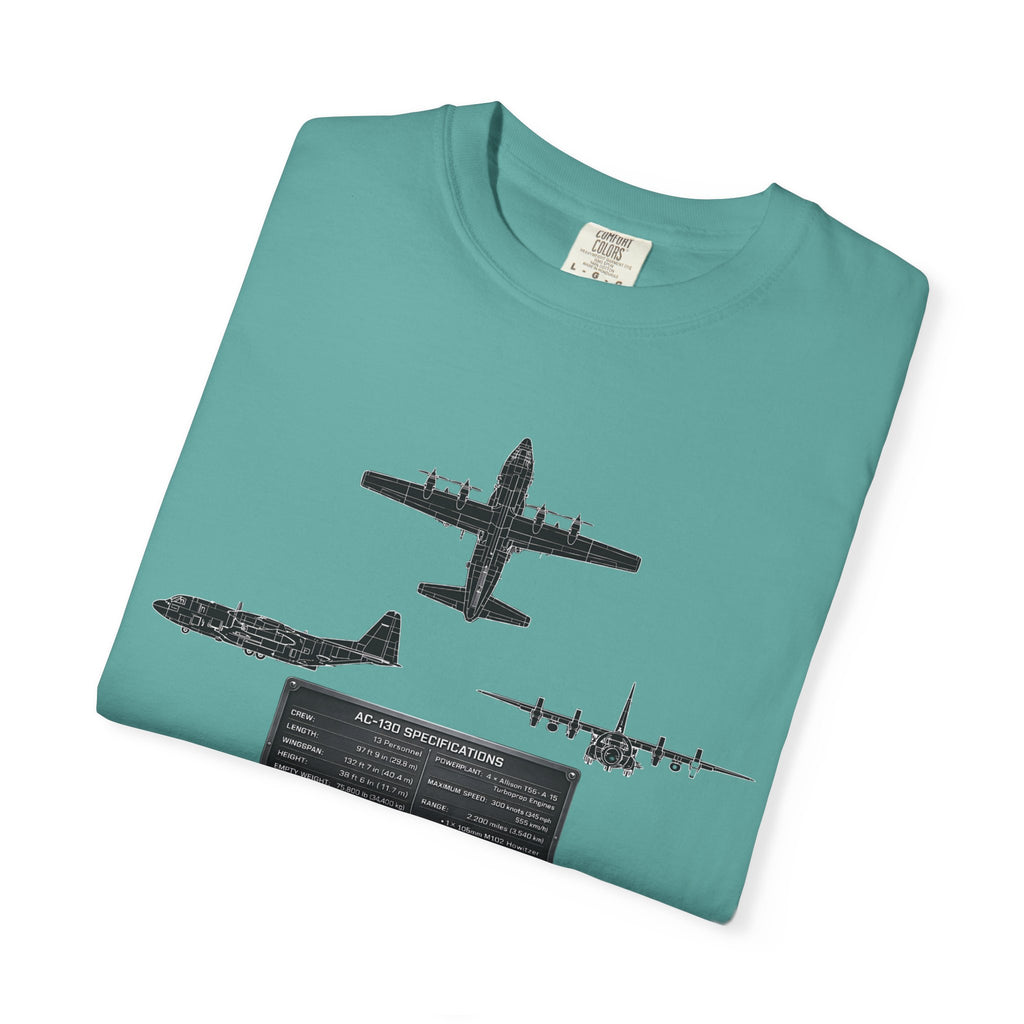 AC-130 Gunship Schematic Blueprint T-shirt | Angel of Death Diagram Military Aircraft