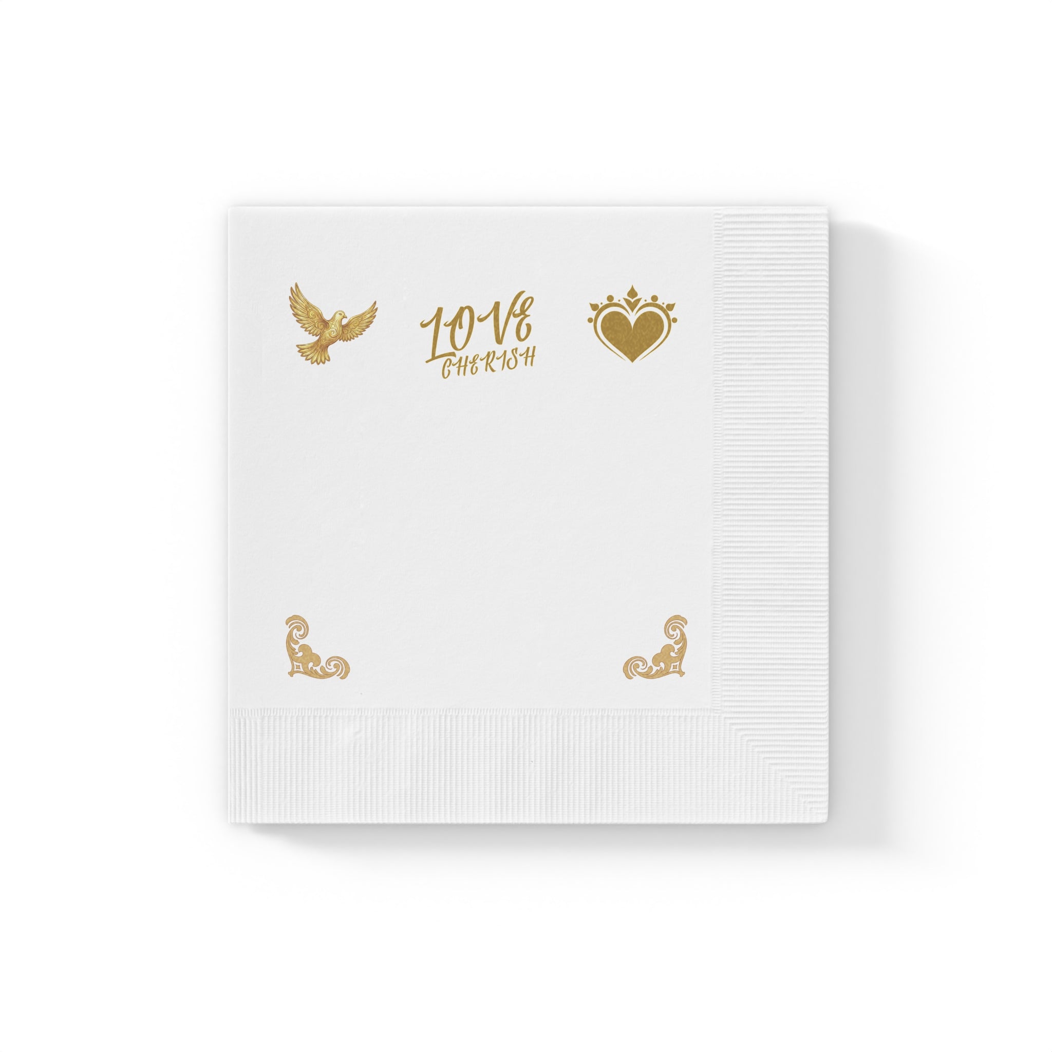 Love Script Napkins | White Coined Wedding Anniversary Valentine's