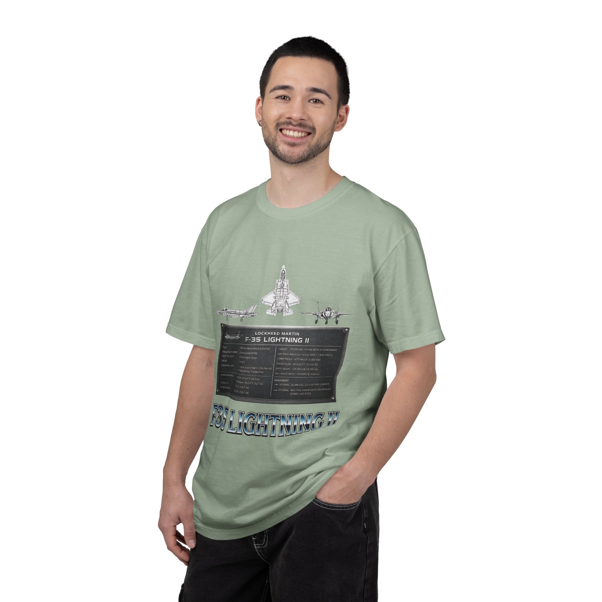 F-35 Lightning II Jet Schematic T-shirt | Military Aircraft Diagram