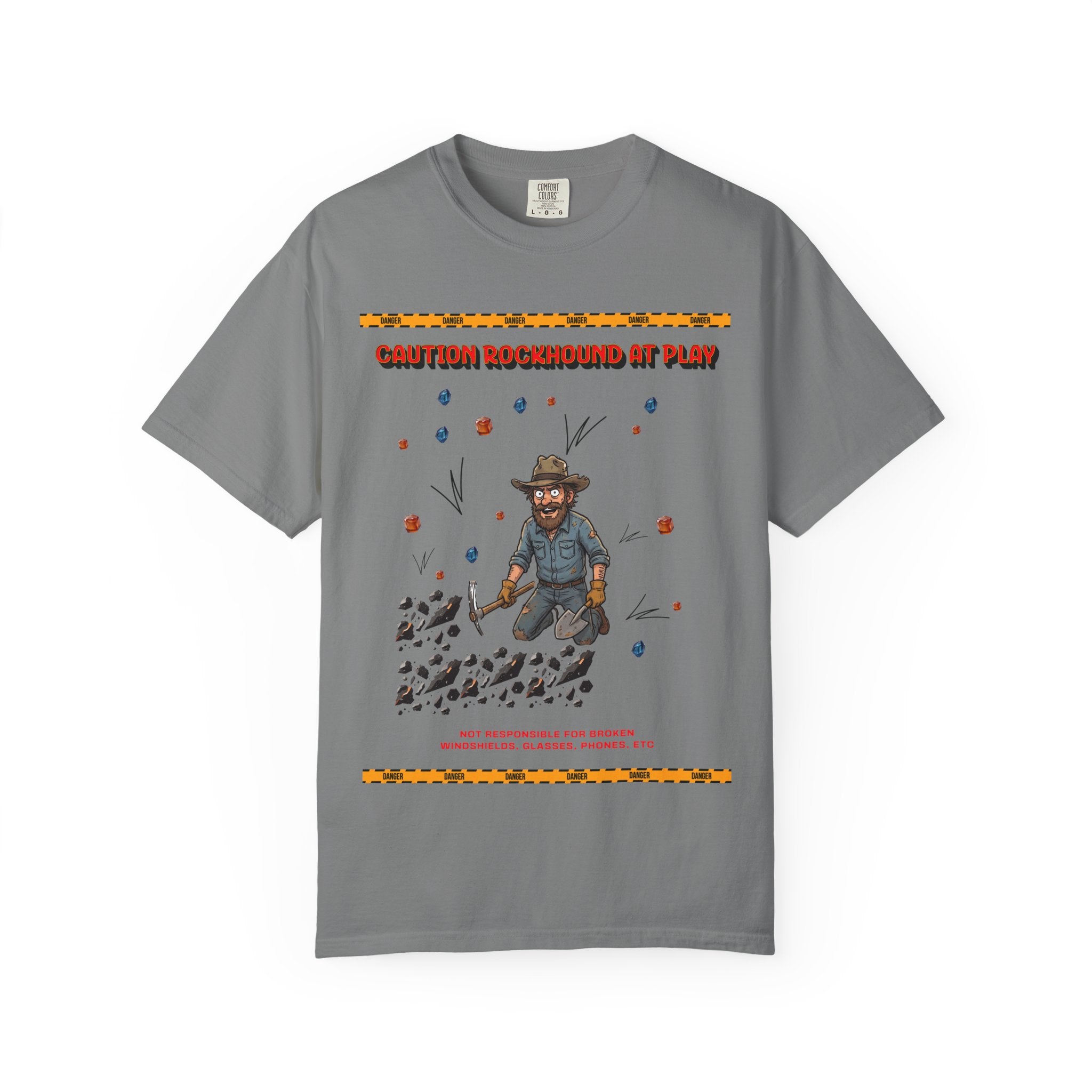 Rockhound Rocks Flying T-shirt | Mining Humor, Rock Collecting Tee, Geology, Front and Back Printed