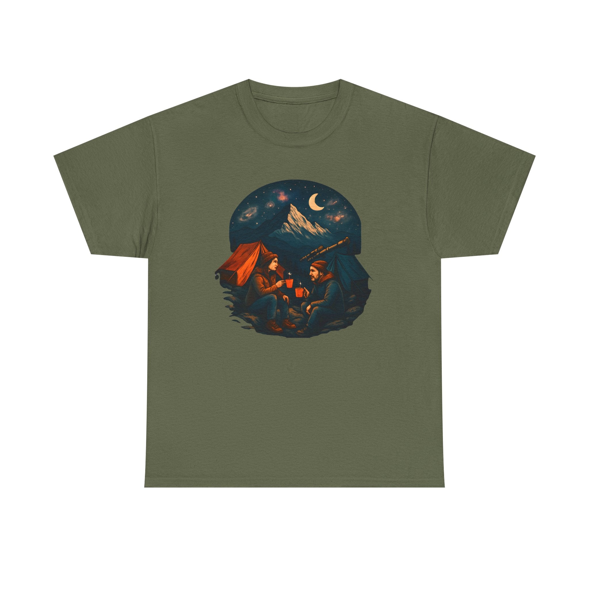 Camping Stars Coffee Telescopes T-Shirt | Camping Night Sky Tee