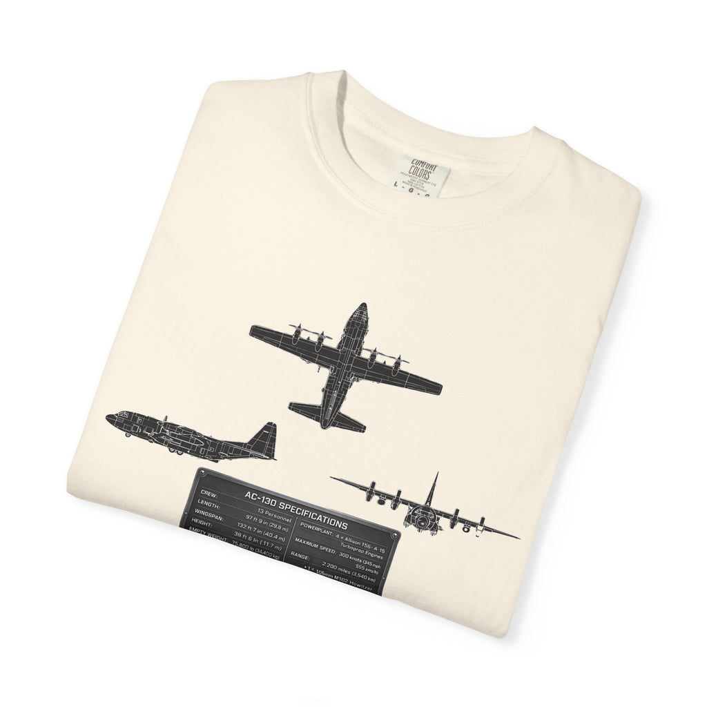 AC-130 Gunship Schematic Blueprint T-shirt | Angel of Death Diagram Military Aircraft