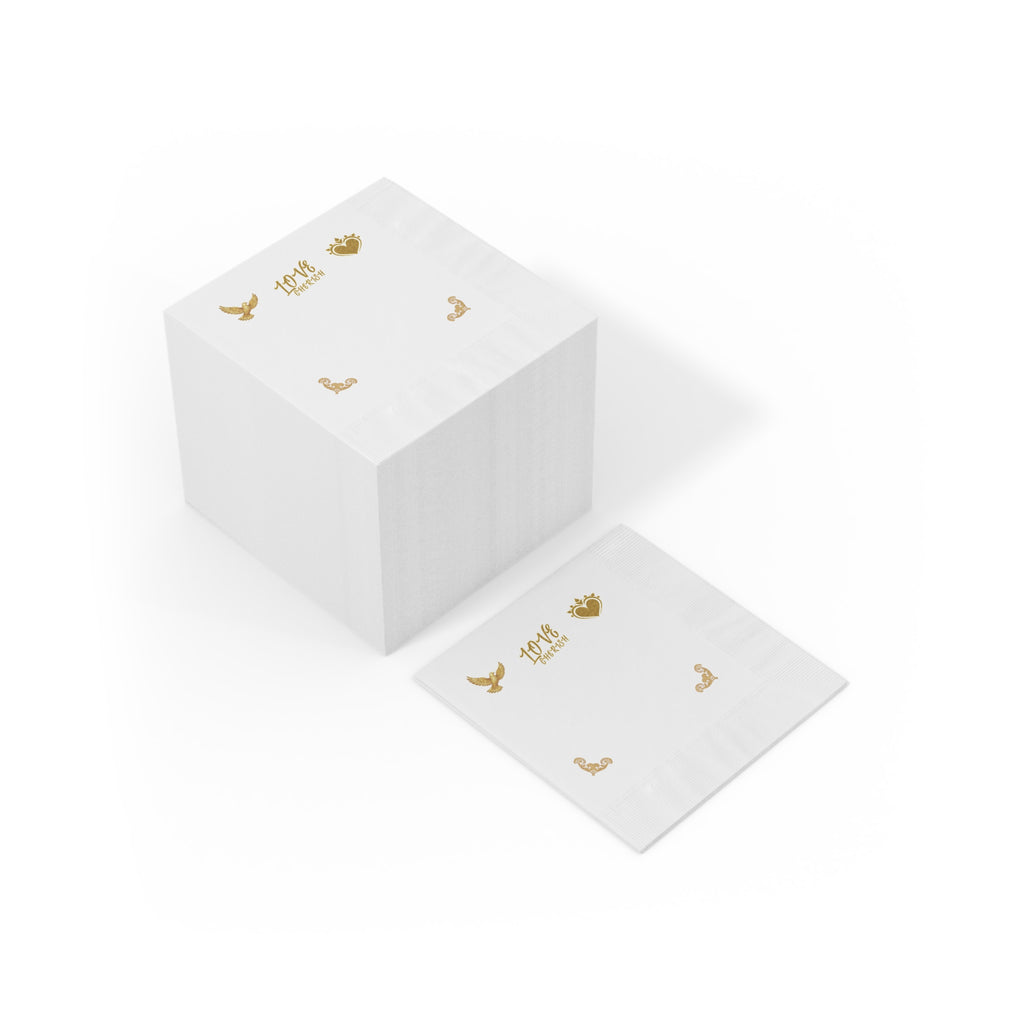 Love Script Napkins | White Coined Wedding Anniversary Valentine's