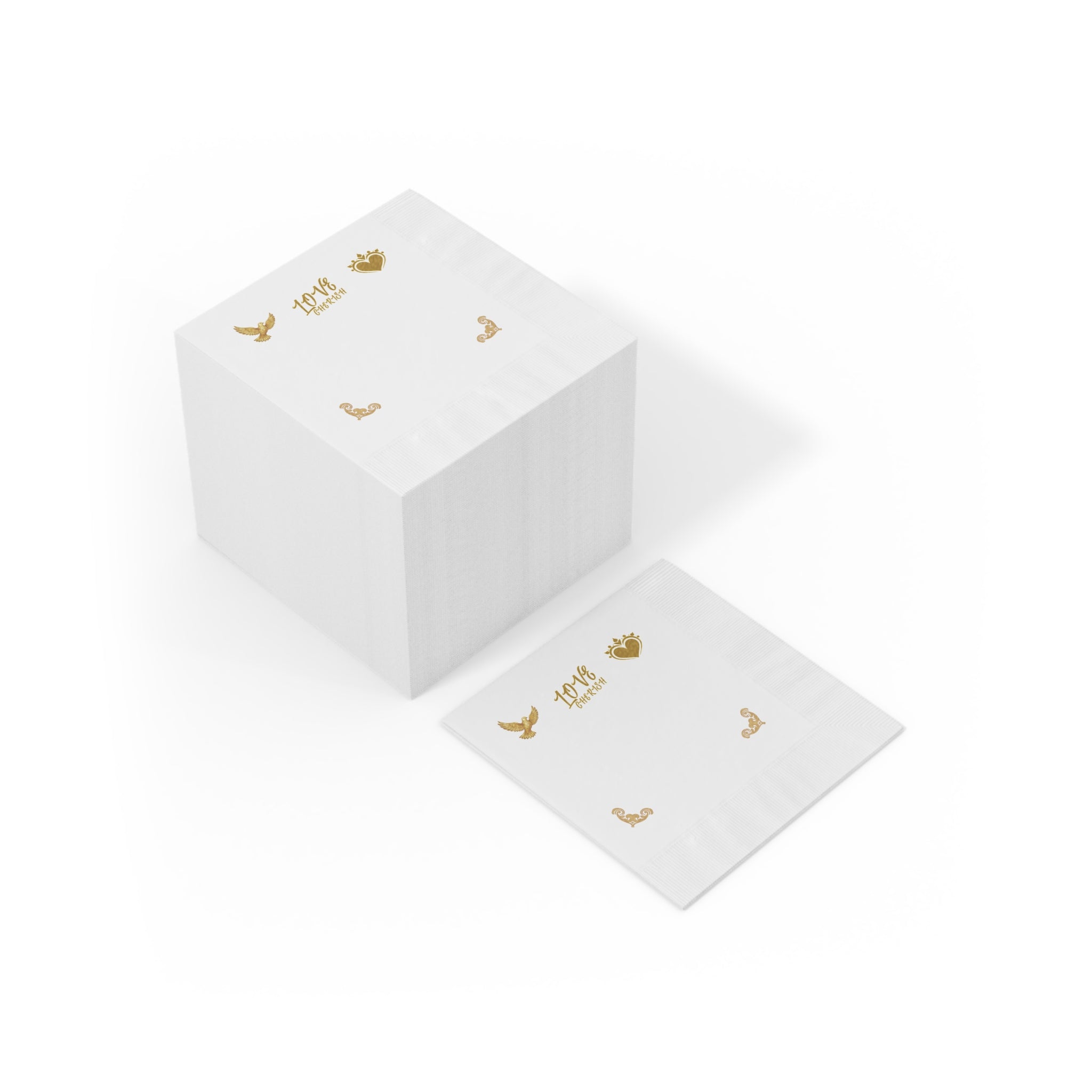 Love Script Napkins | White Coined Wedding Anniversary Valentine's