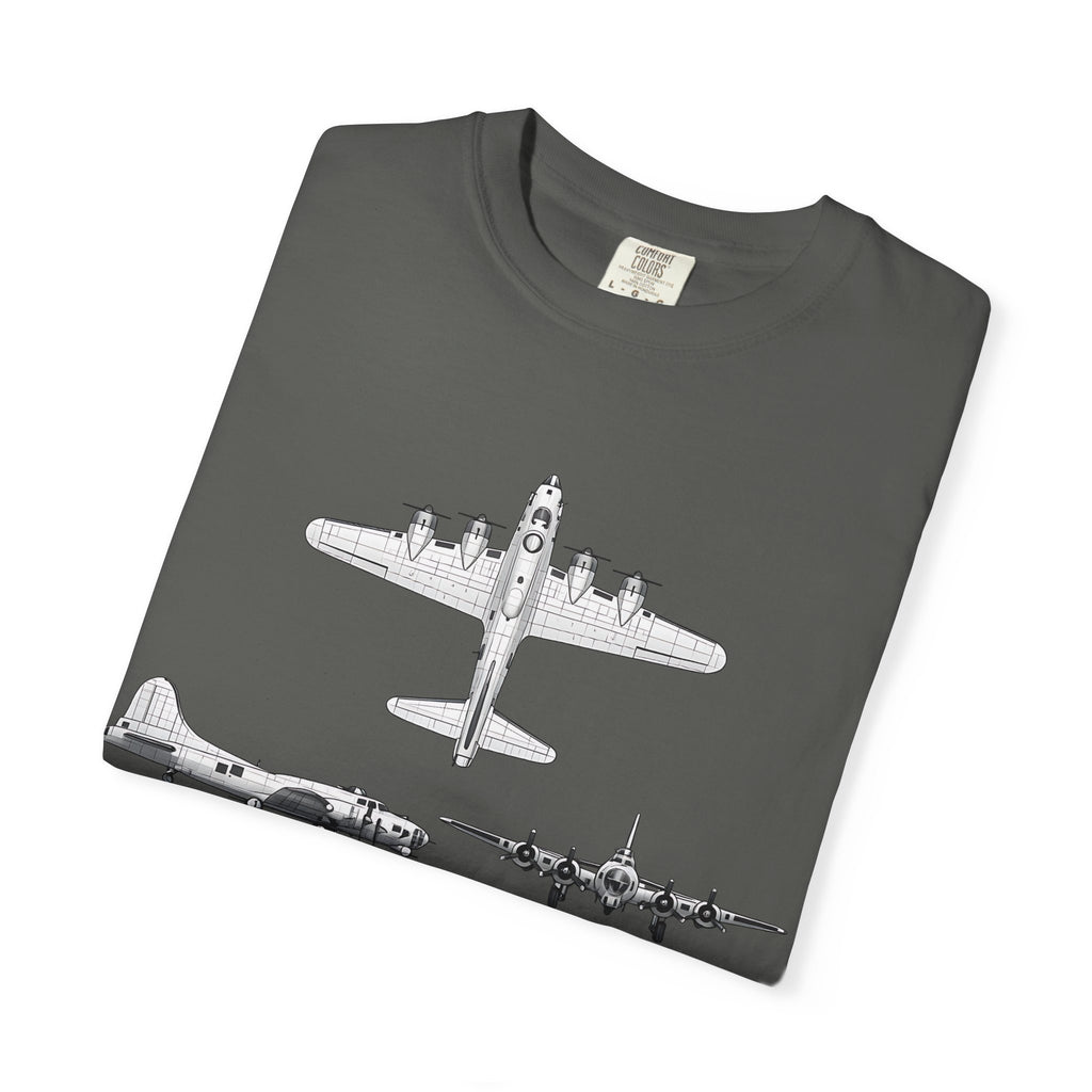B-17 Bomber schematic Illustration T-shirt | Vintage Aviation Plane Art