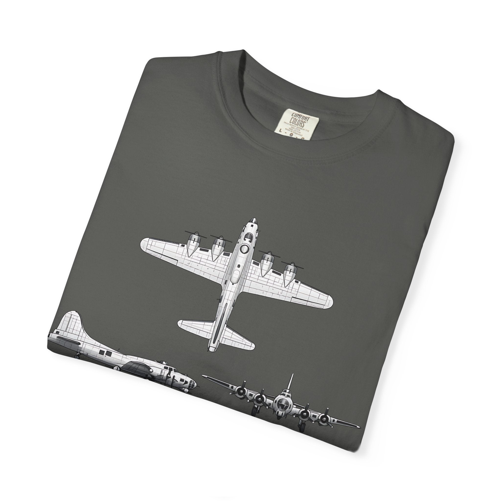 B-17 Bomber schematic Illustration T-shirt | Vintage Aviation Plane Art
