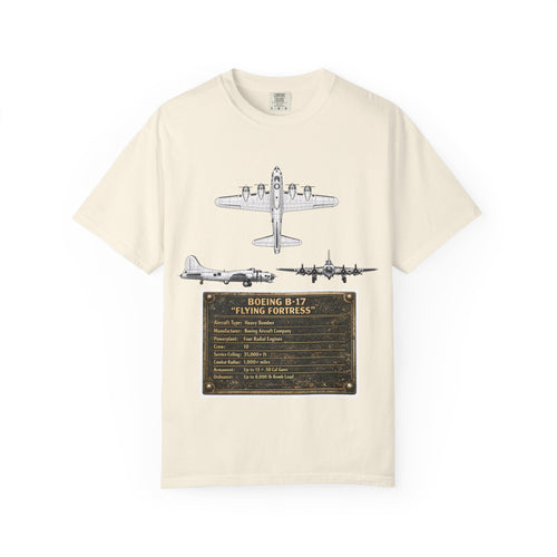 B-17 Bomber schematic Illustration T-shirt | Vintage Aviation Plane Art