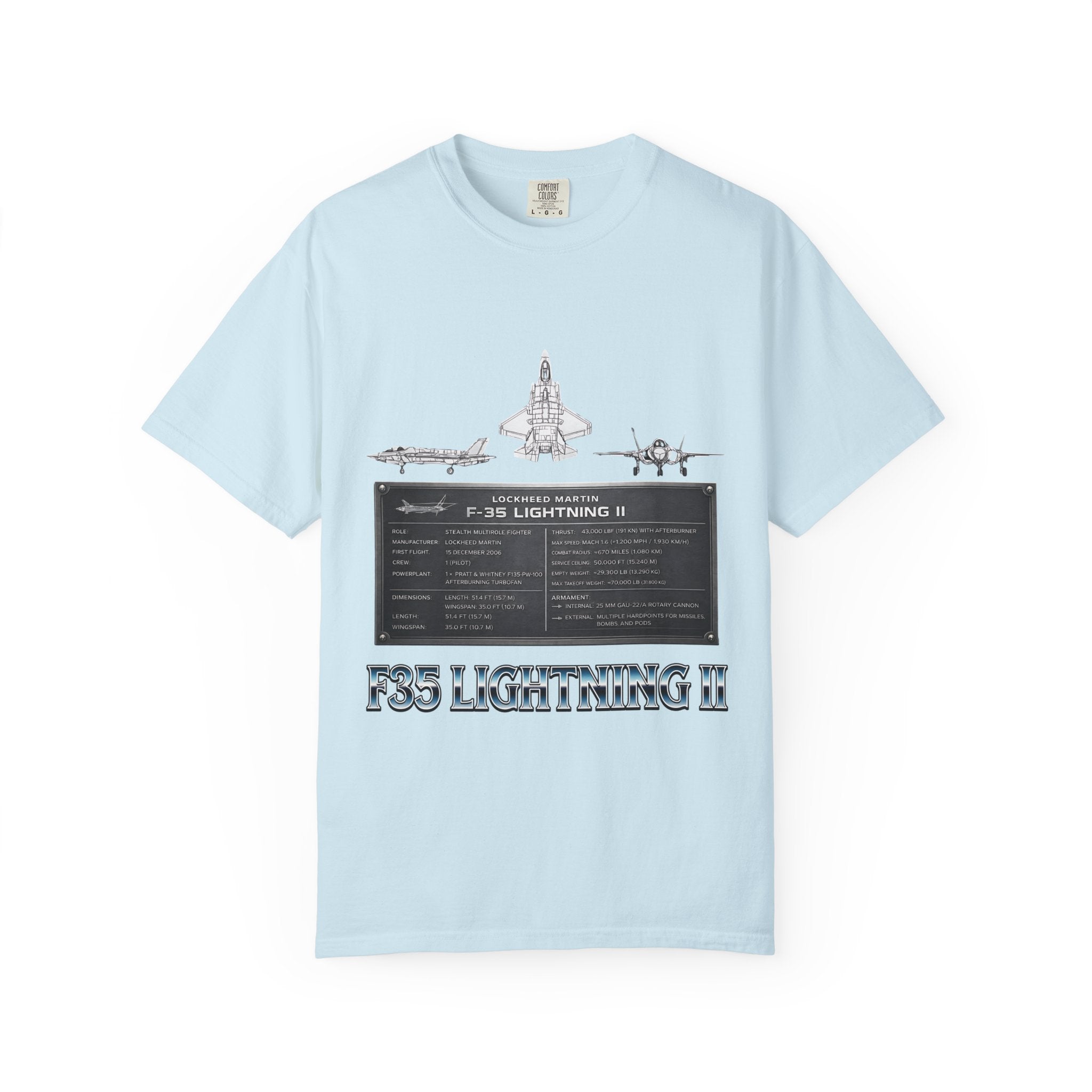 F-35 Lightning II Jet Schematic T-shirt | Military Aircraft Diagram