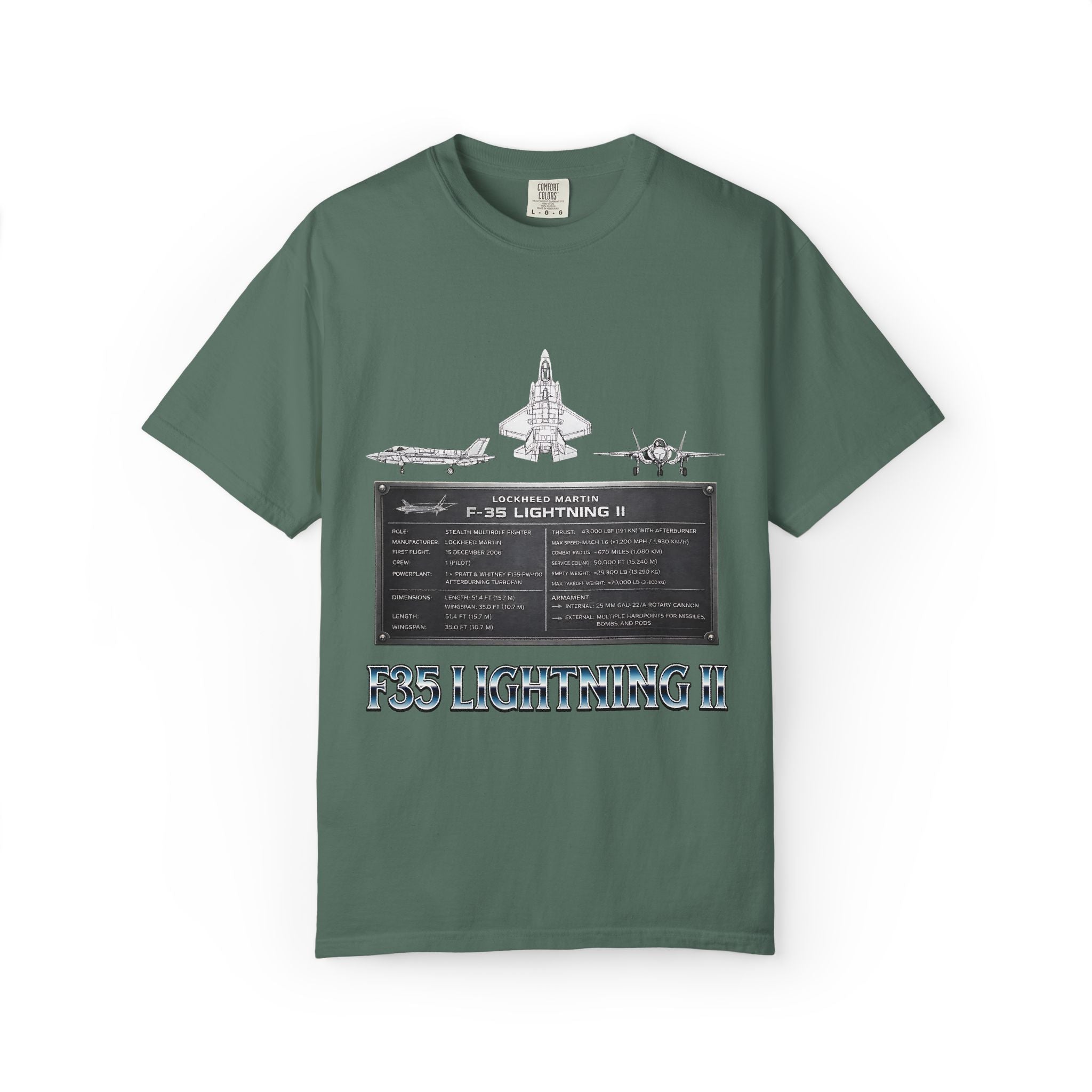 F-35 Lightning II Jet Schematic T-shirt | Military Aircraft Diagram