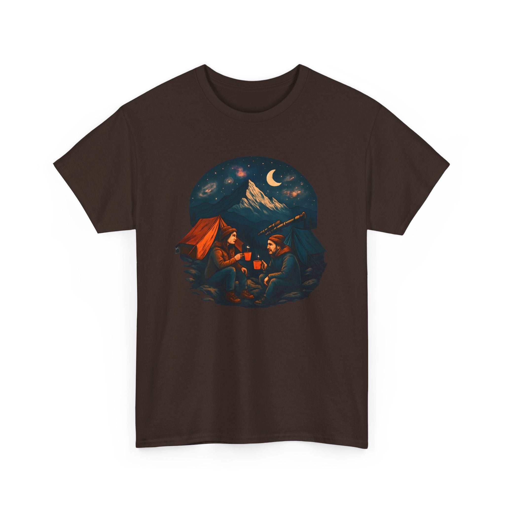 Camping Stars Coffee Telescopes T-Shirt | Camping Night Sky Tee