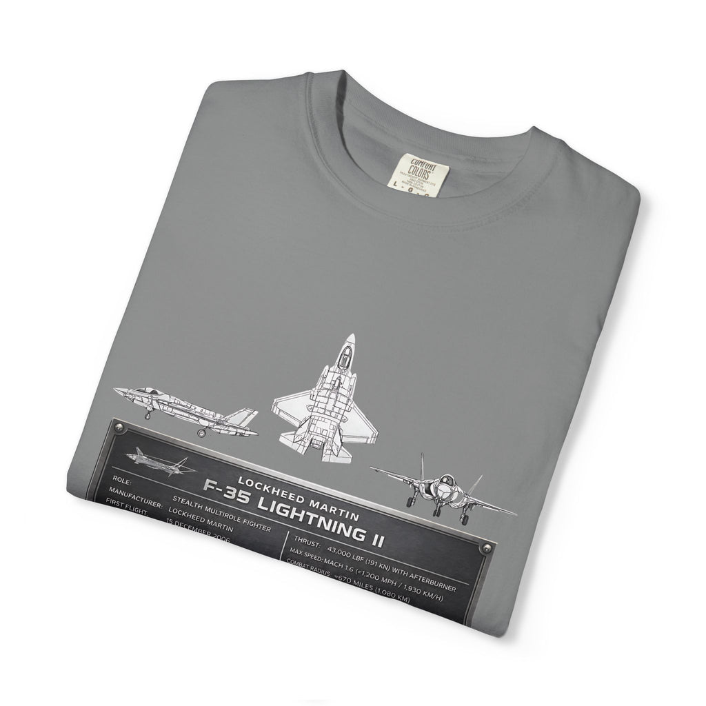 F-35 Lightning II Jet Schematic T-shirt | Military Aircraft Diagram