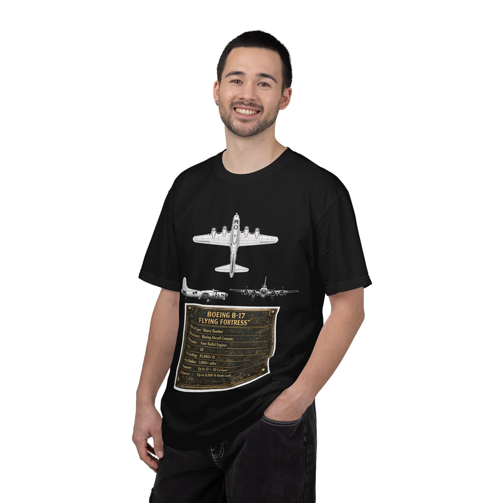 B-17 Bomber schematic Illustration T-shirt | Vintage Aviation Plane Art