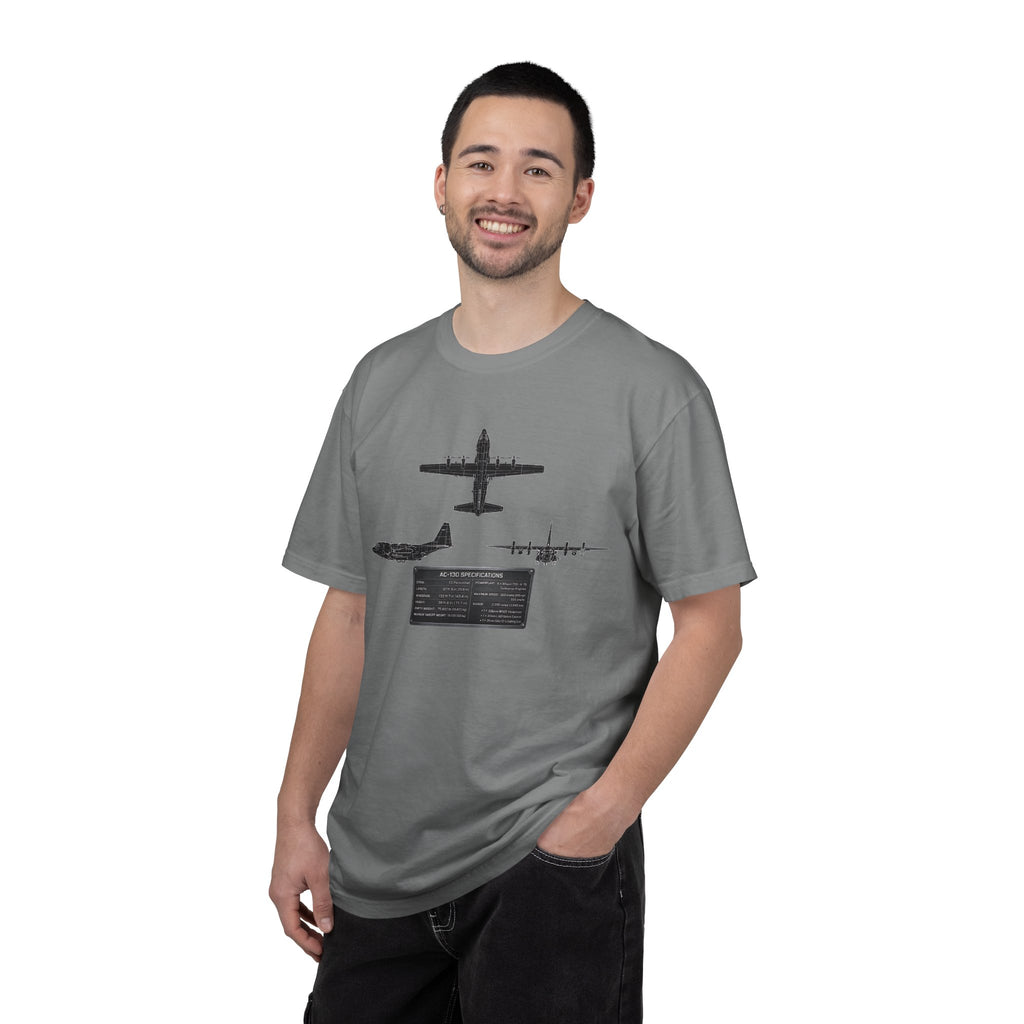 AC-130 Gunship Schematic Blueprint T-shirt | Angel of Death Diagram Military Aircraft