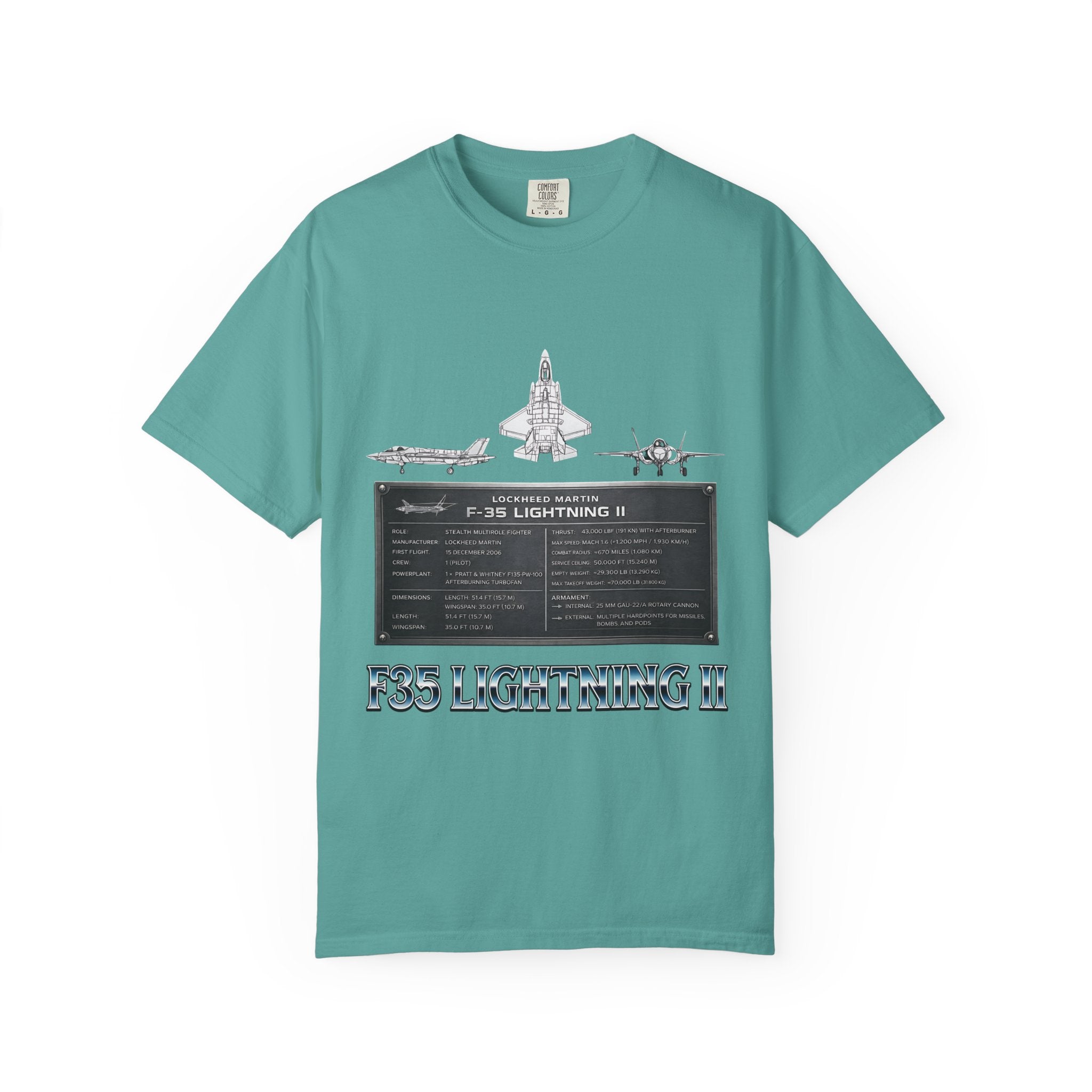 F-35 Lightning II Jet Schematic T-shirt | Military Aircraft Diagram