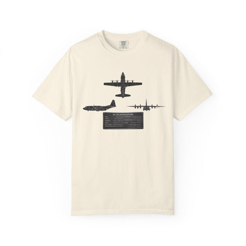 AC-130 Gunship Schematic Blueprint T-shirt | Angel of Death Diagram Military Aircraft