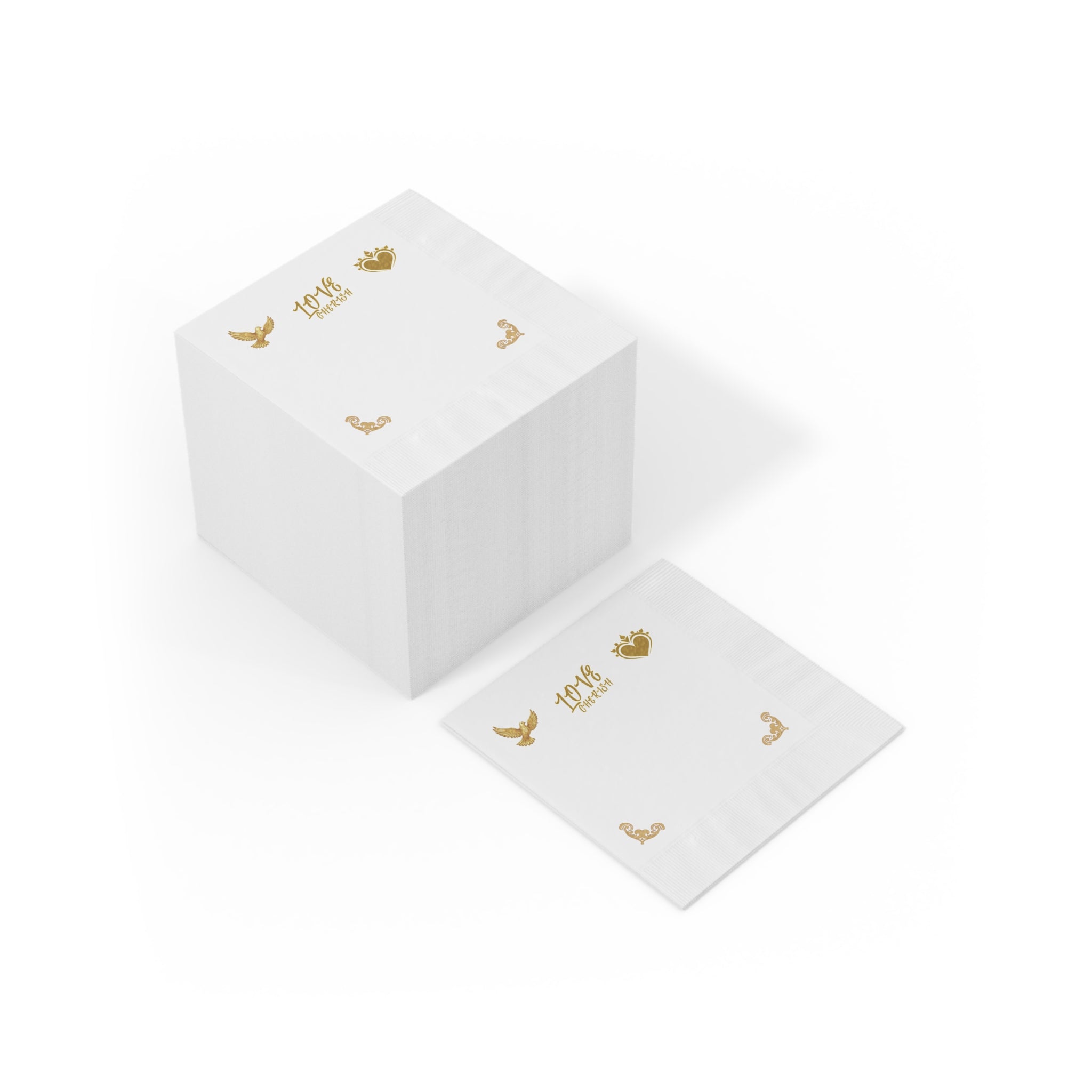 Love Script Napkins | White Coined Wedding Anniversary Valentine's