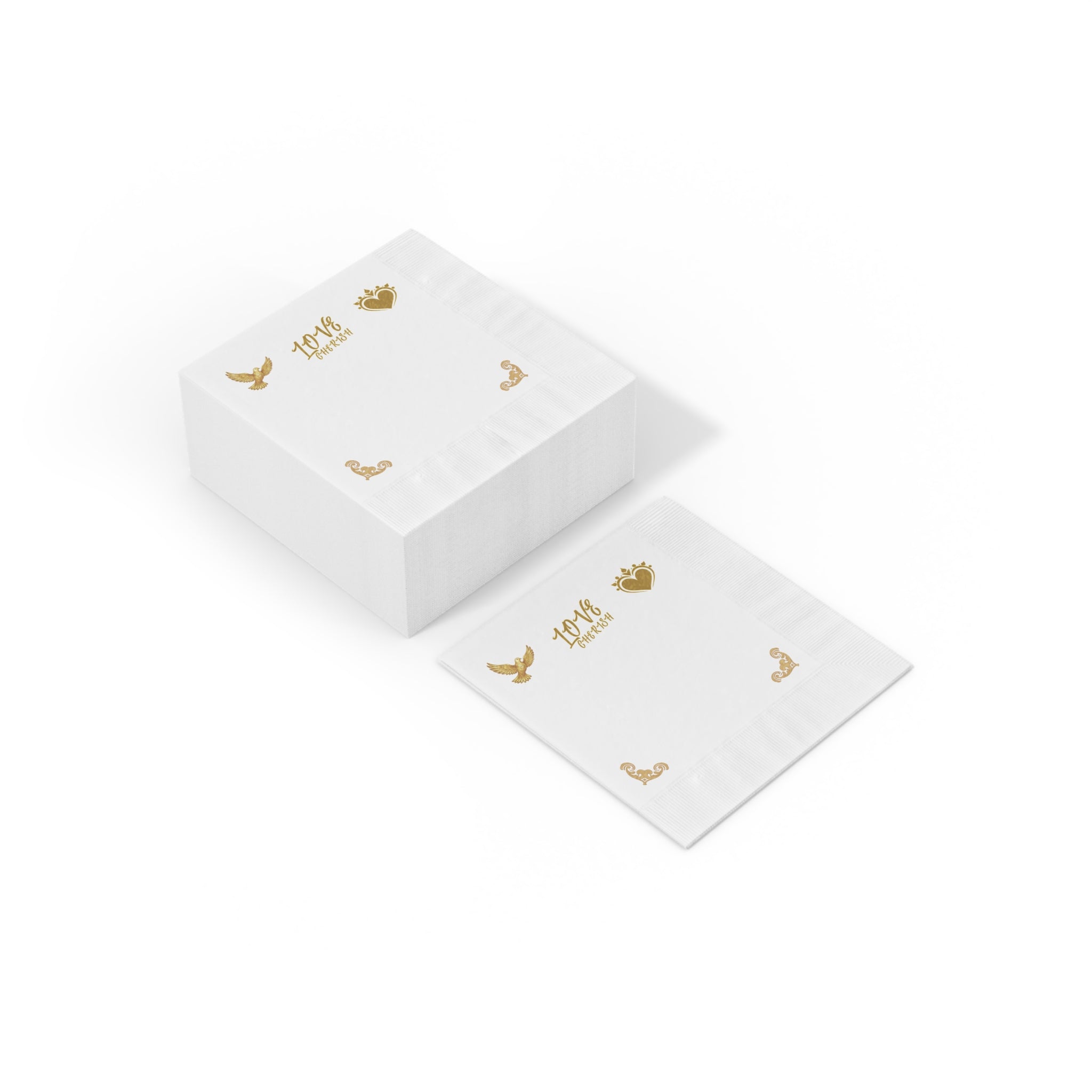 Love Script Napkins | White Coined Wedding Anniversary Valentine's