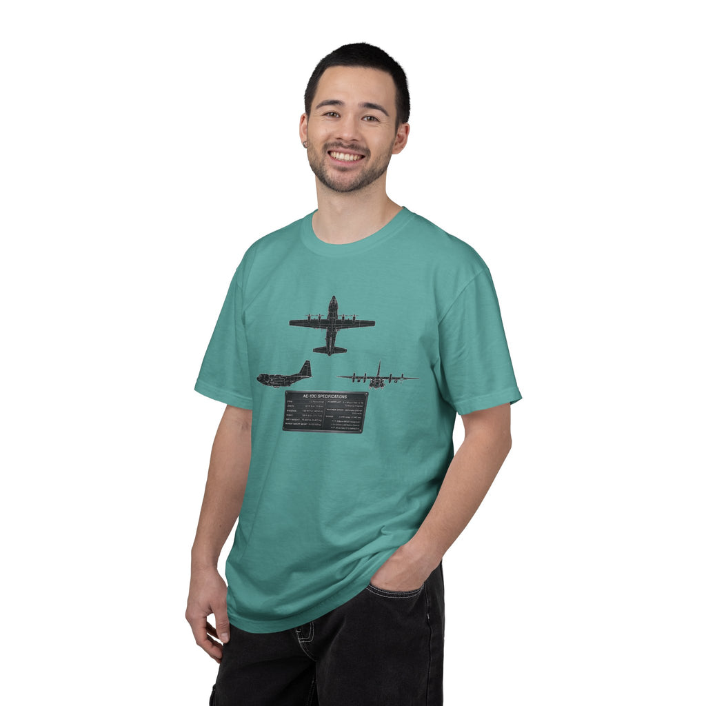 AC-130 Gunship Schematic Blueprint T-shirt | Angel of Death Diagram Military Aircraft