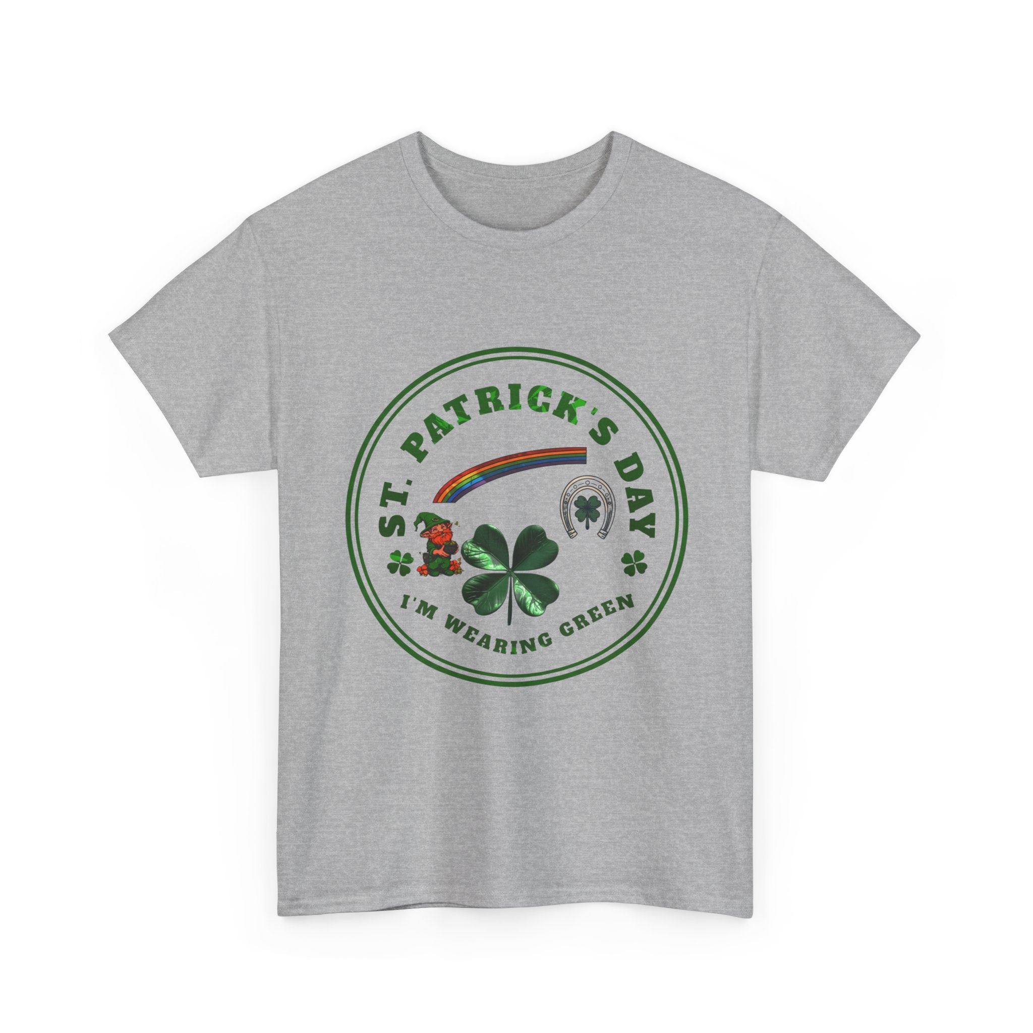 St. Patricks Day T Shirt  Im Wearing Green Shamrock Rainbow Tee