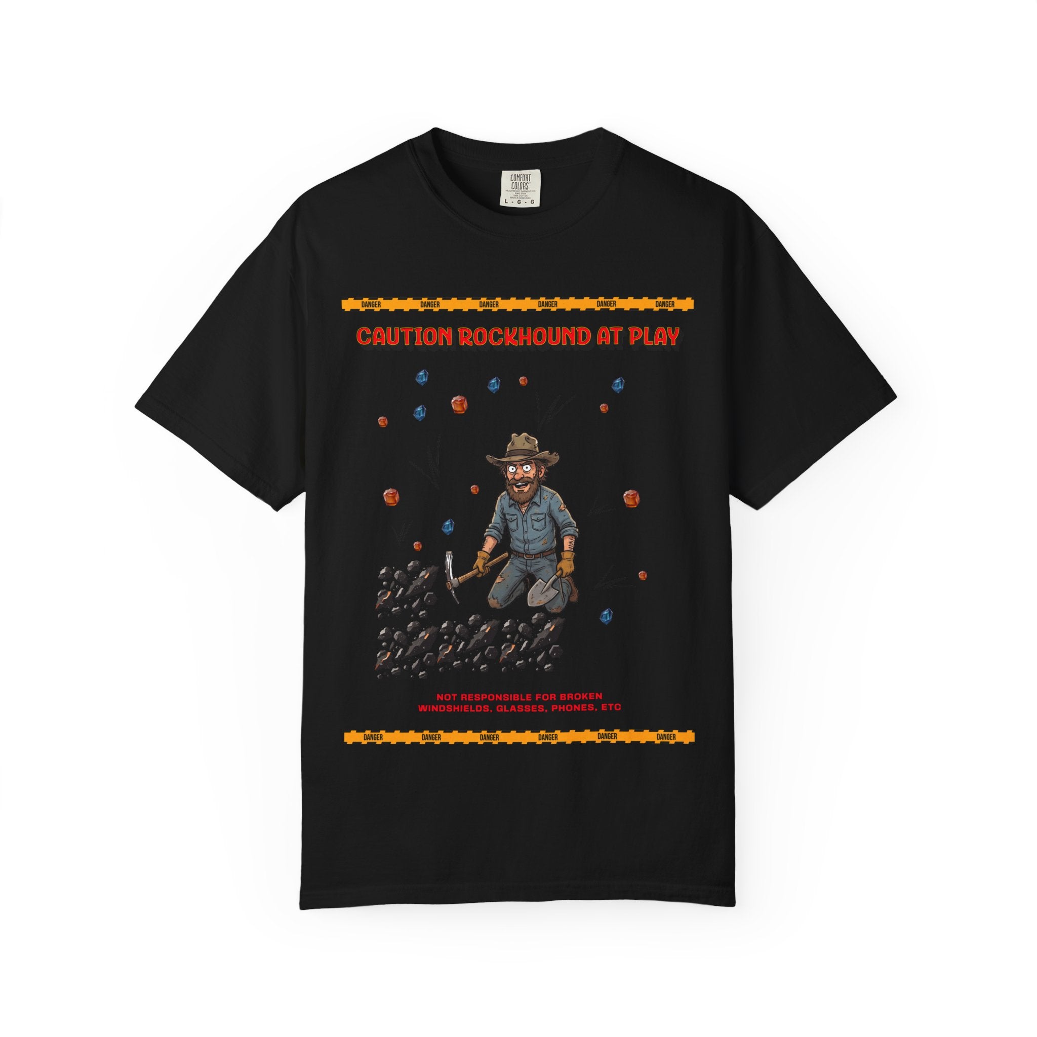 Rockhound Rocks Flying T-shirt | Mining Humor, Rock Collecting Tee, Geology, Front and Back Printed