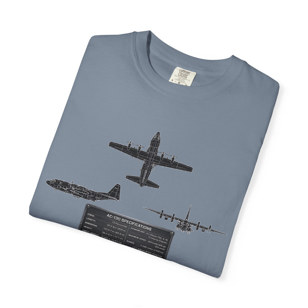 AC-130 Gunship Schematic Blueprint T-shirt | Angel of Death Diagram Military Aircraft