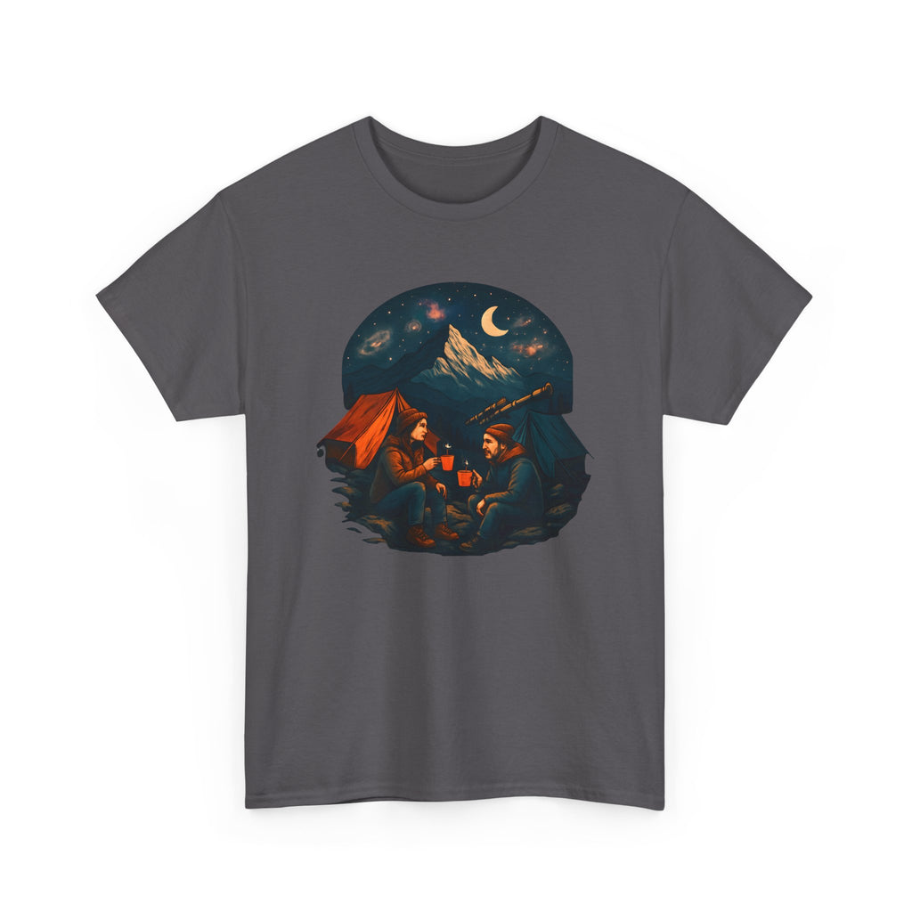 Camping Stars Coffee Telescopes T-Shirt | Camping Night Sky Tee