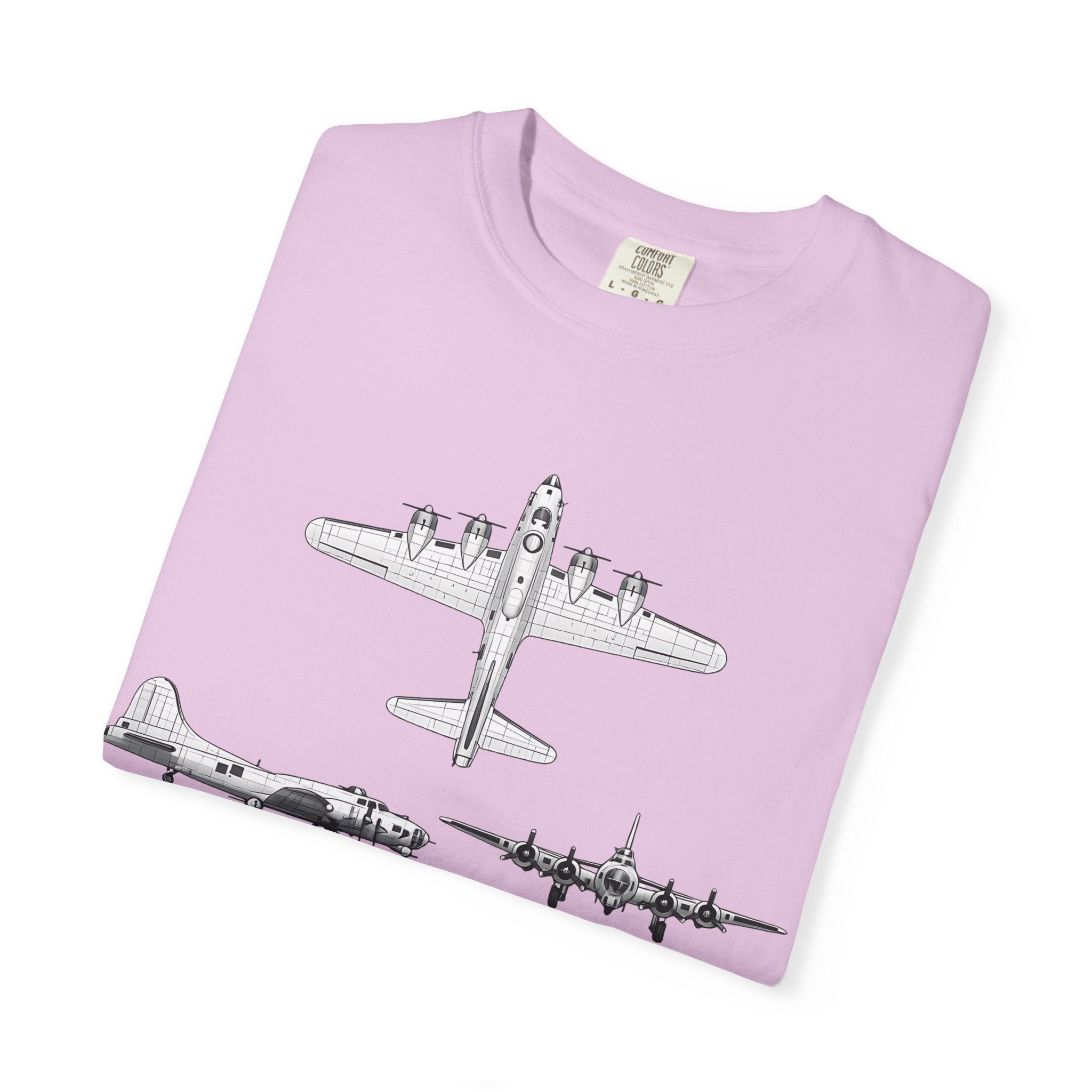 B-17 Bomber schematic Illustration T-shirt | Vintage Aviation Plane Art