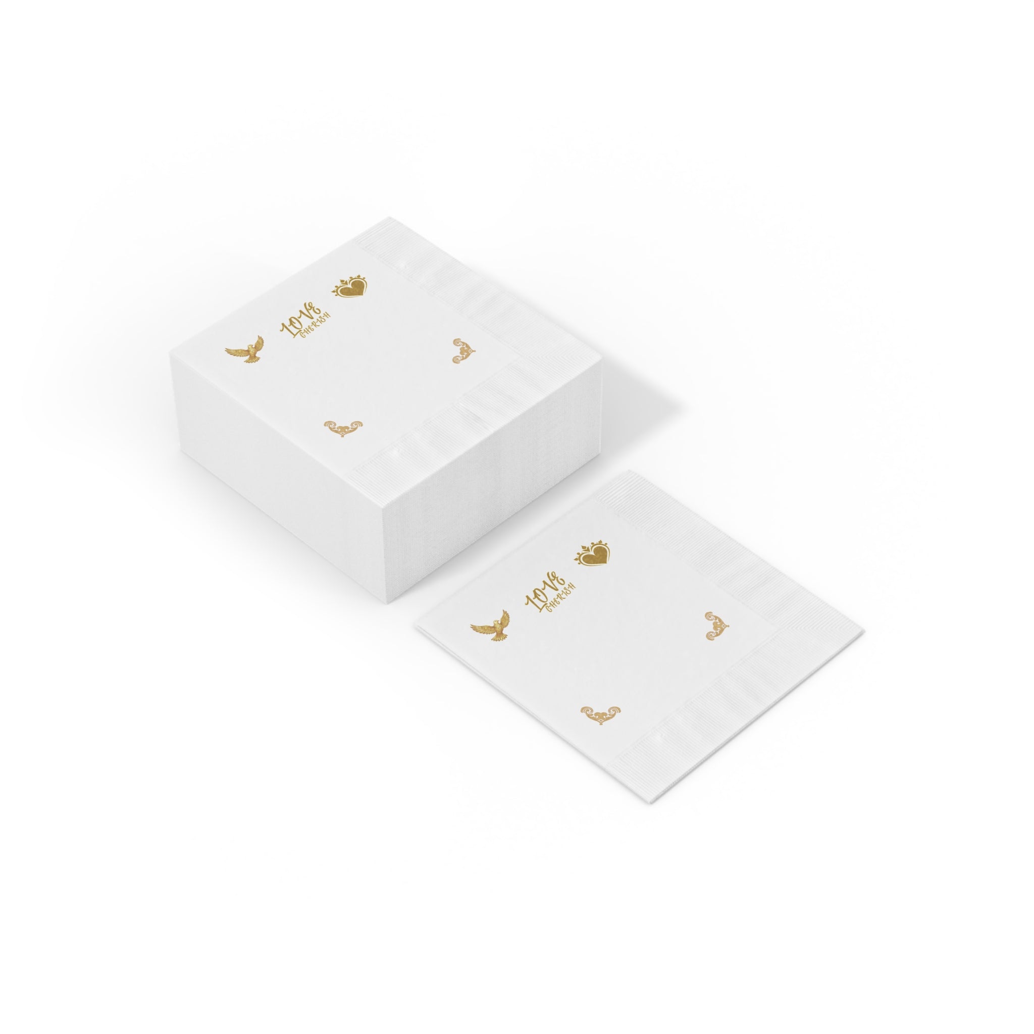 Love Script Napkins | White Coined Wedding Anniversary Valentine's