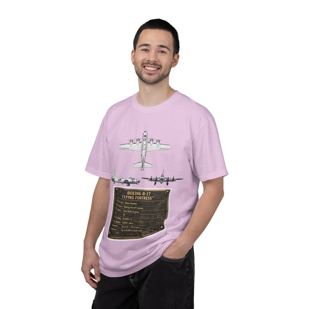 B-17 Bomber schematic Illustration T-shirt | Vintage Aviation Plane Art