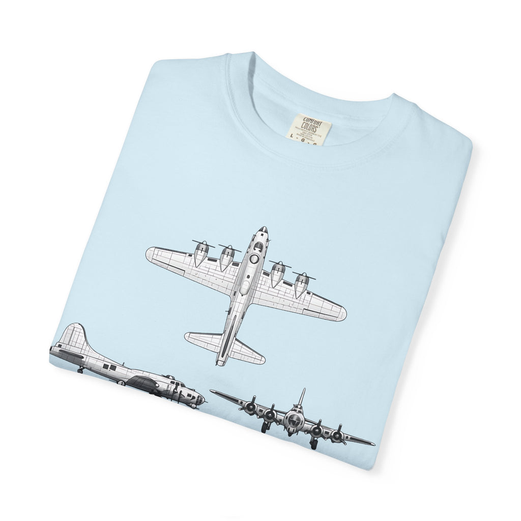 B-17 Bomber schematic Illustration T-shirt | Vintage Aviation Plane Art