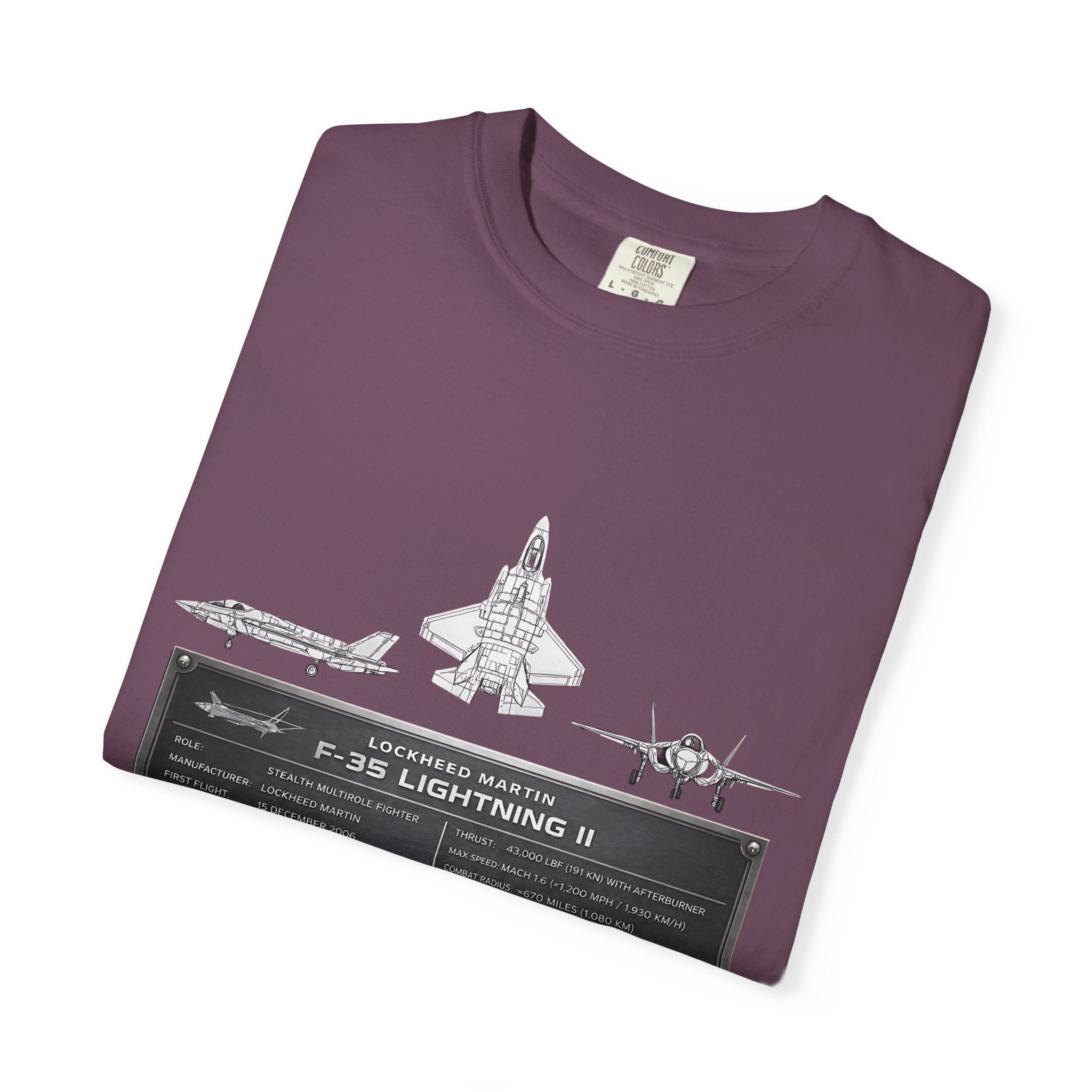 F-35 Lightning II Jet Schematic T-shirt | Military Aircraft Diagram