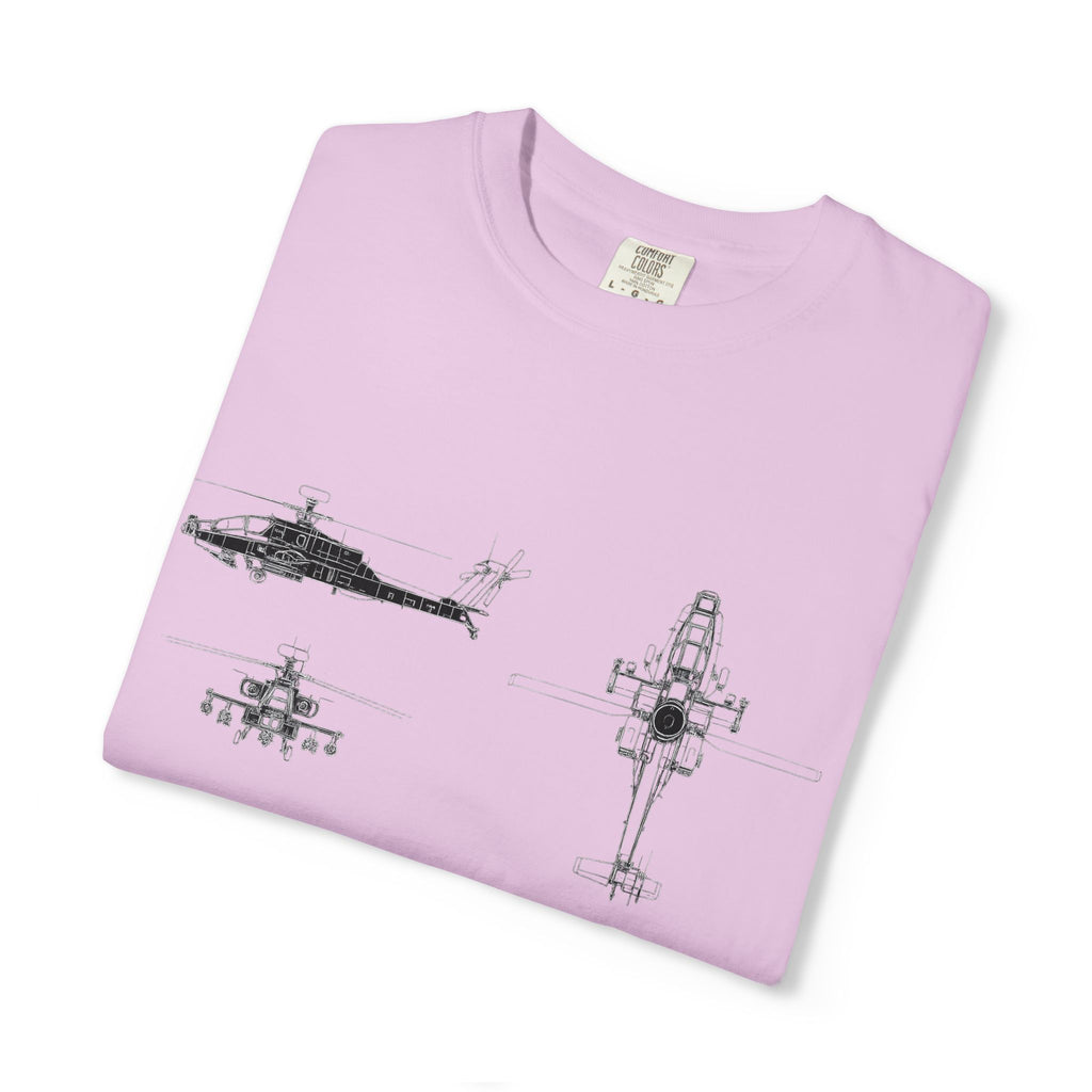 AH-64 Apache Helicopter Schematic T-shirt | Blueprint Military Diagram