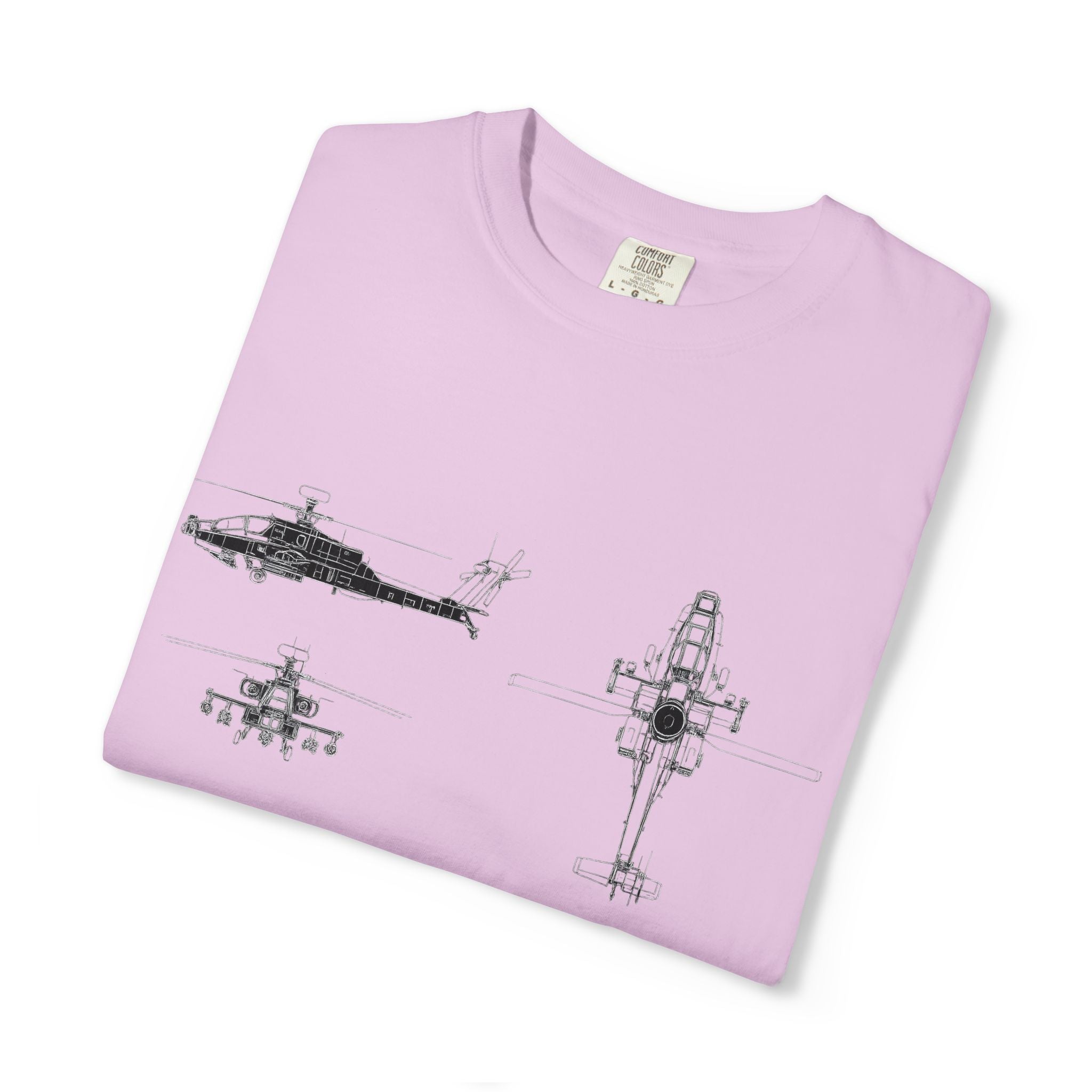 AH-64 Apache Helicopter Schematic T-shirt | Blueprint Military Diagram
