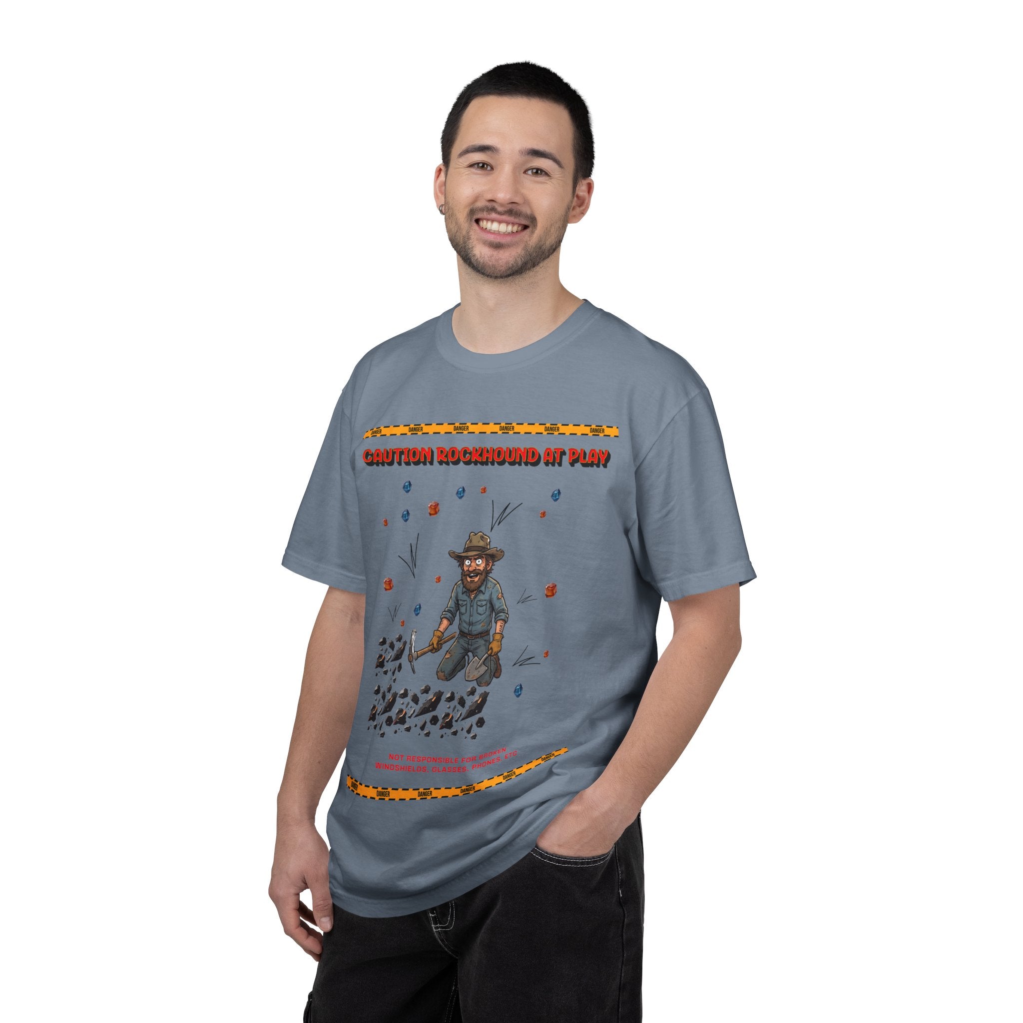 Rockhound Rocks Flying T-shirt | Mining Humor, Rock Collecting Tee, Geology, Front and Back Printed