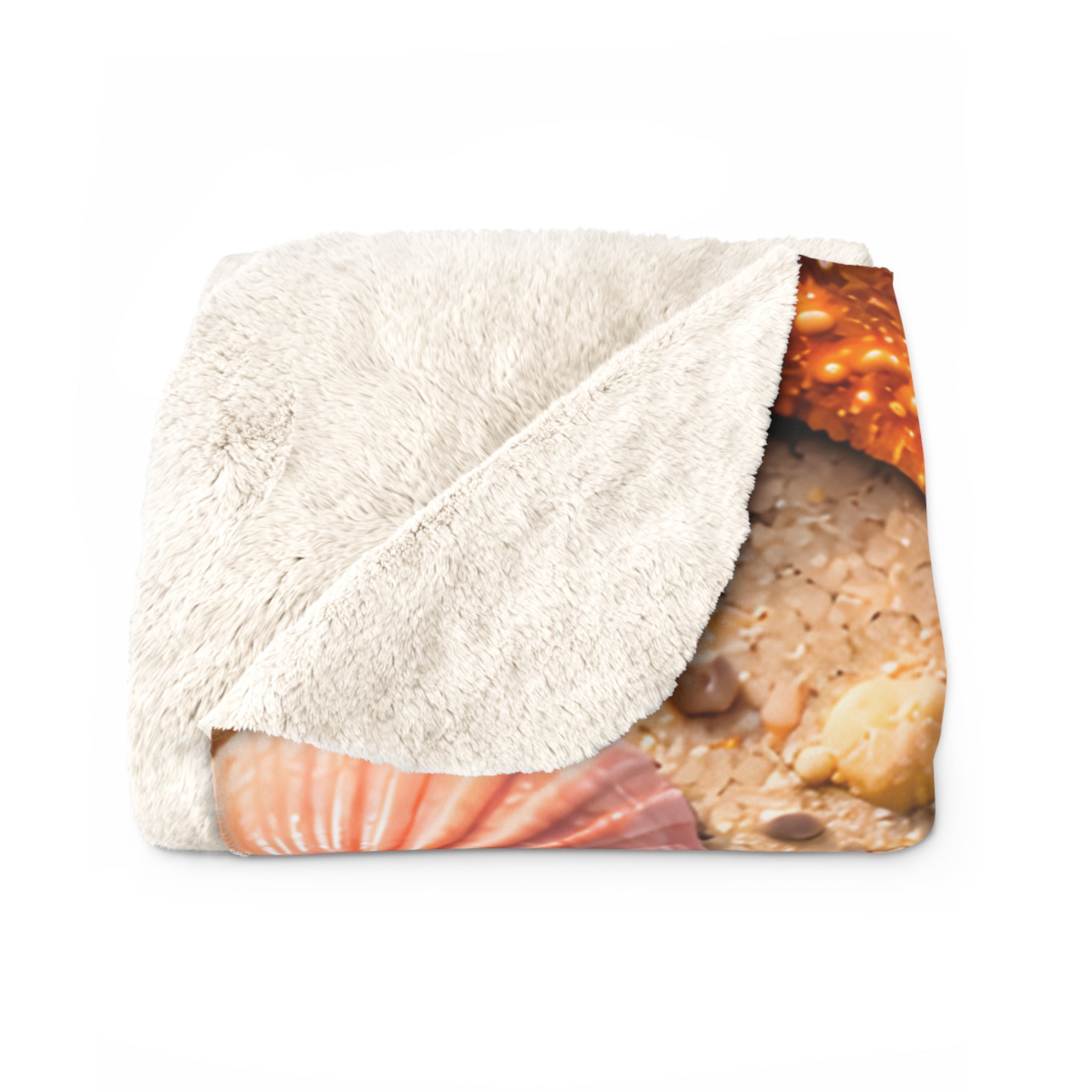 Beach Day Sherpa Fleece Blanket | Coastal Waves, Palm Tree Beach Theme Throw