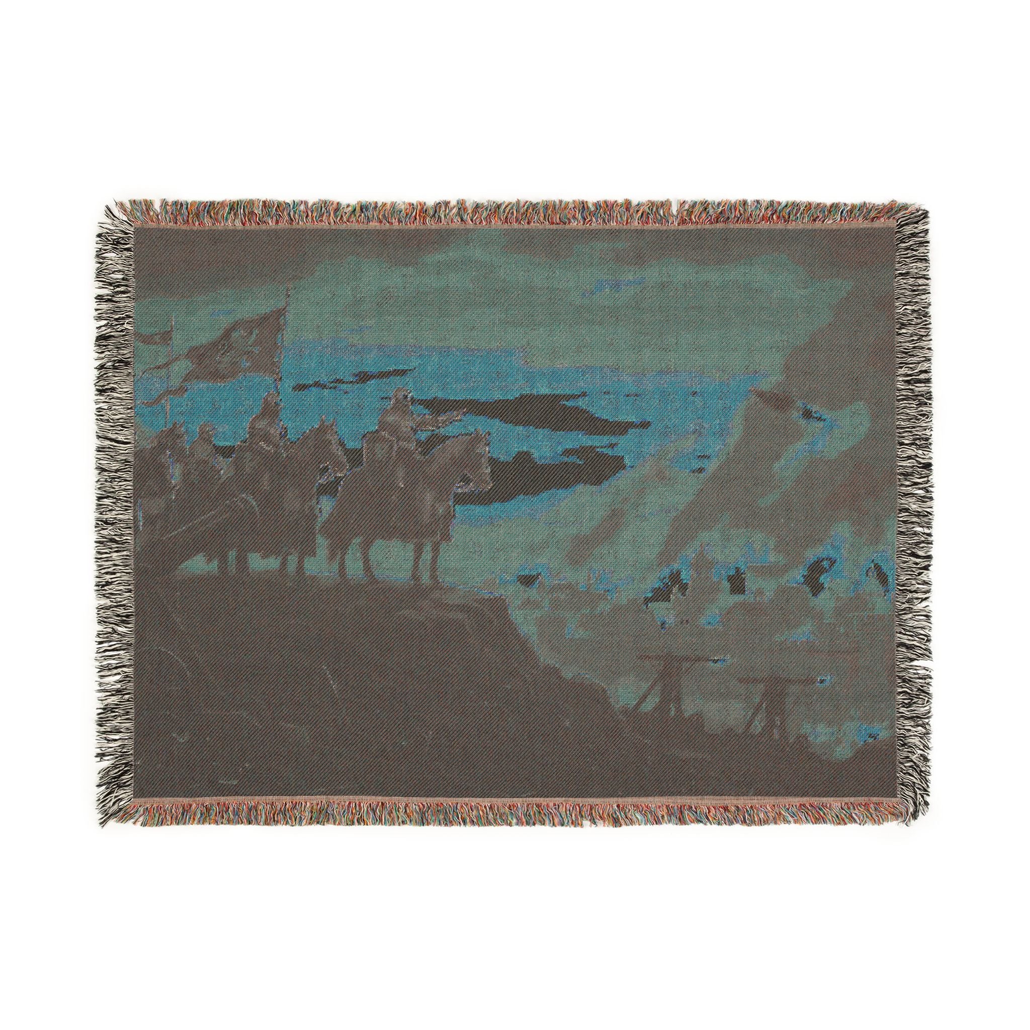 Medieval Knights Overlooking Conquest Woven Blanket