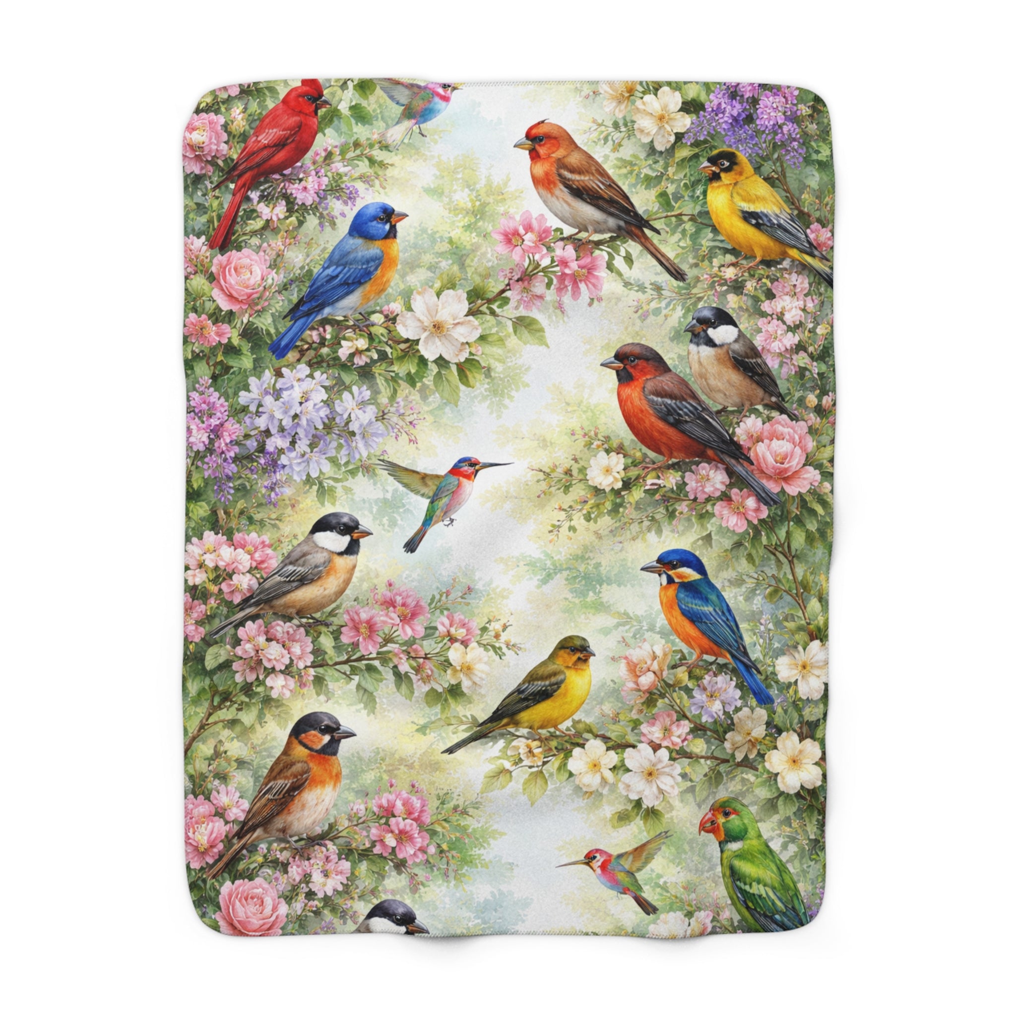 Blossom Birds Sherpa Fleece Blanket Brighten Your Day with Birds in Bloom