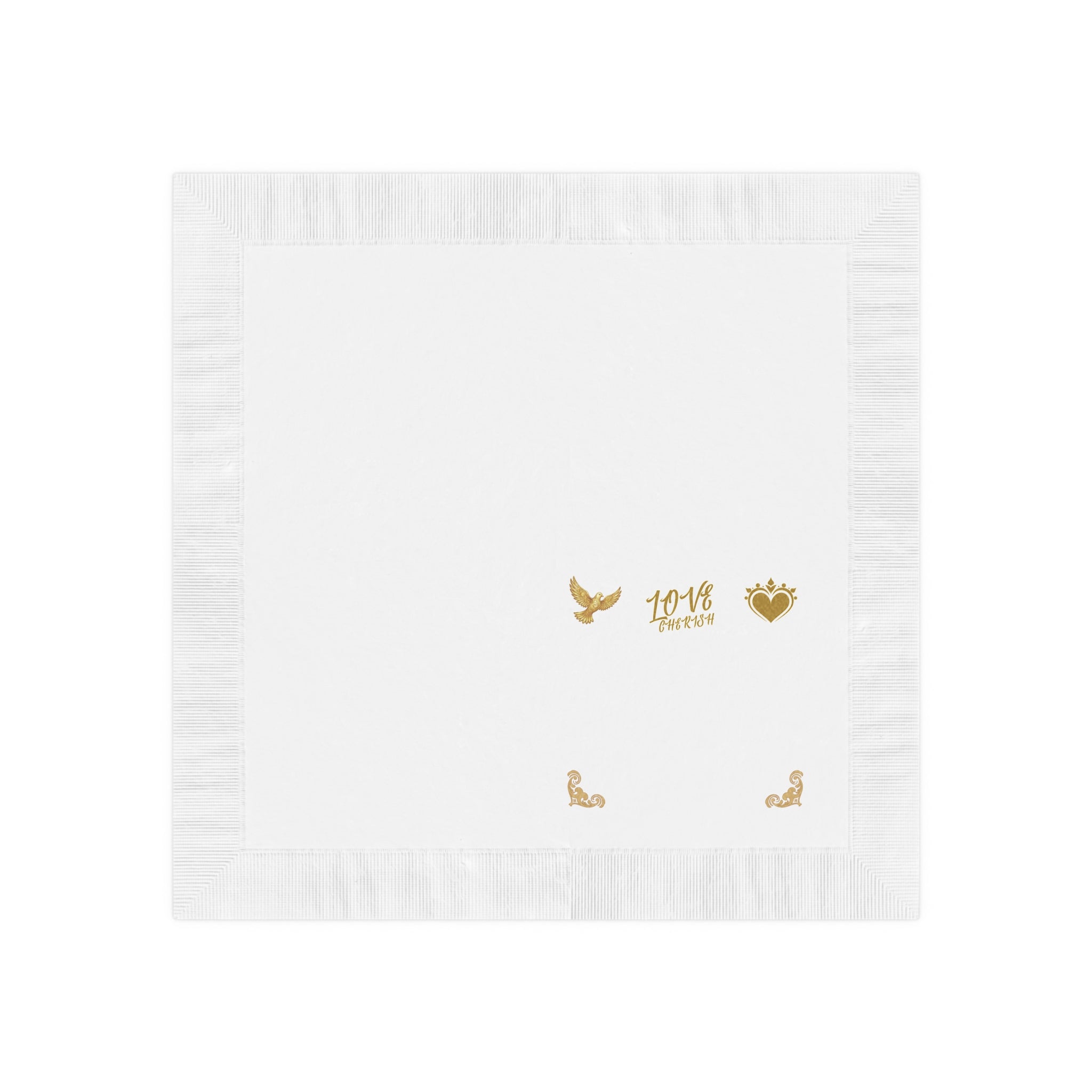 Love Script Napkins | White Coined Wedding Anniversary Valentine's