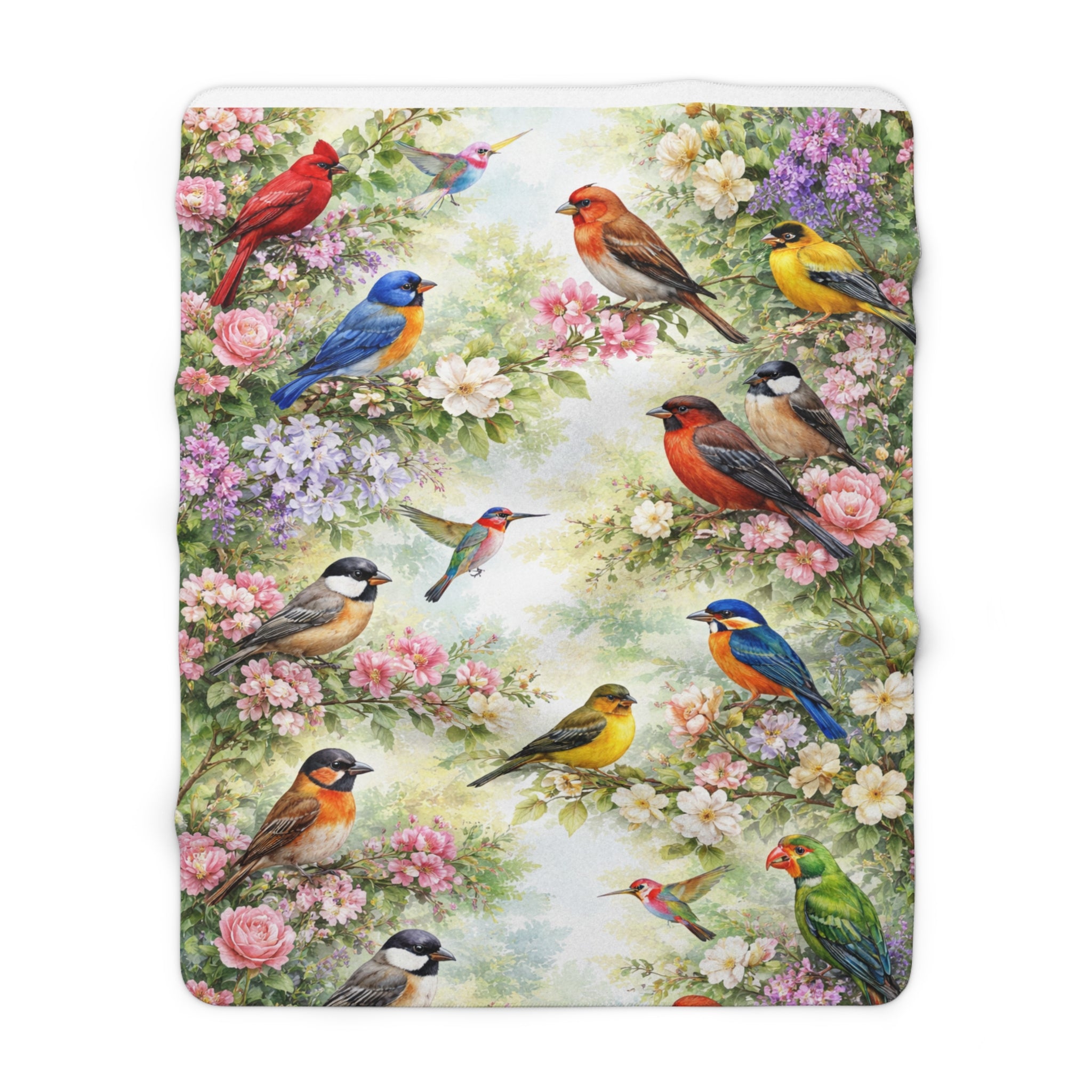 Blossom Birds Sherpa Fleece Blanket Brighten Your Day with Birds in Bloom